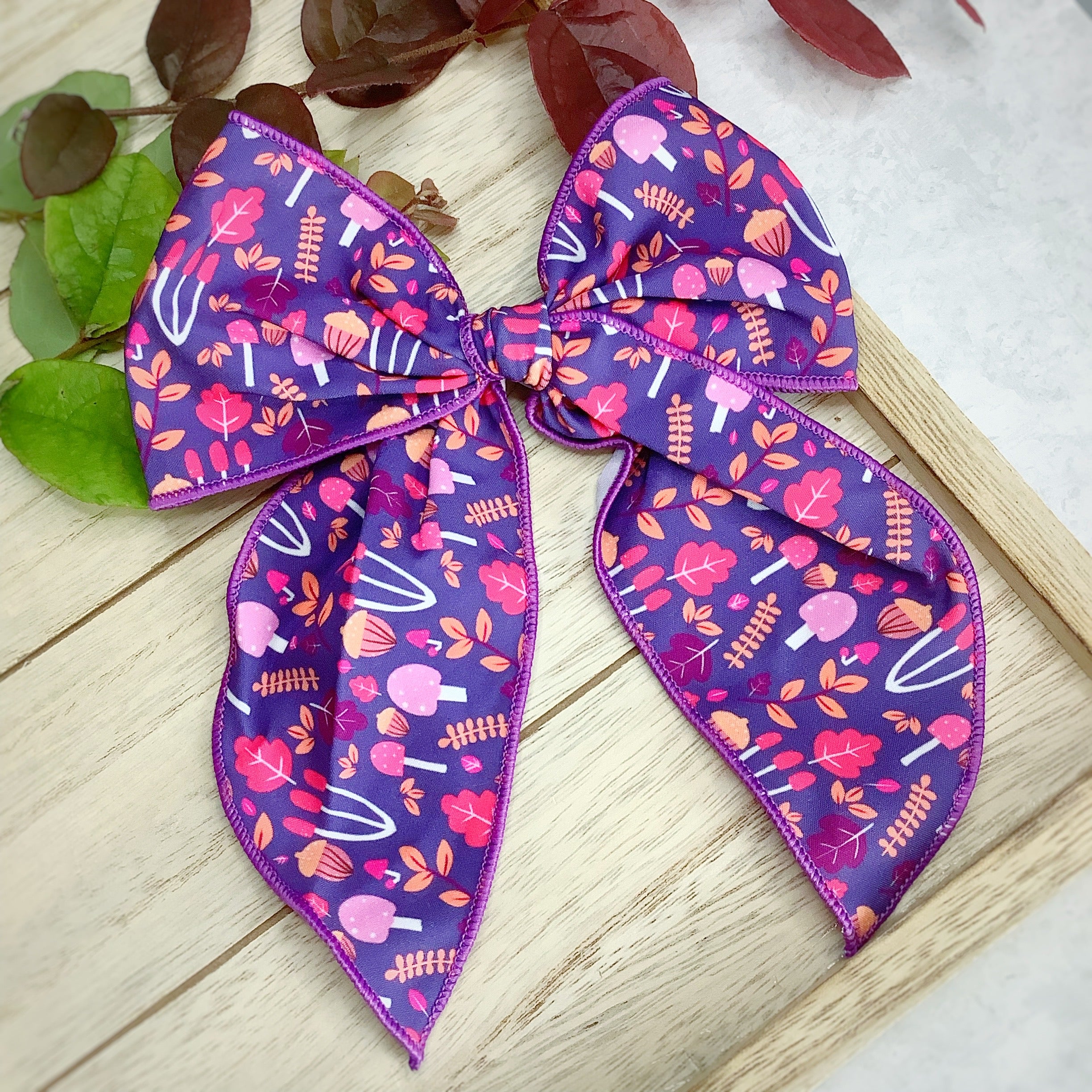 Purple Mushrooms Bow Strip and Scrunchie Collection
