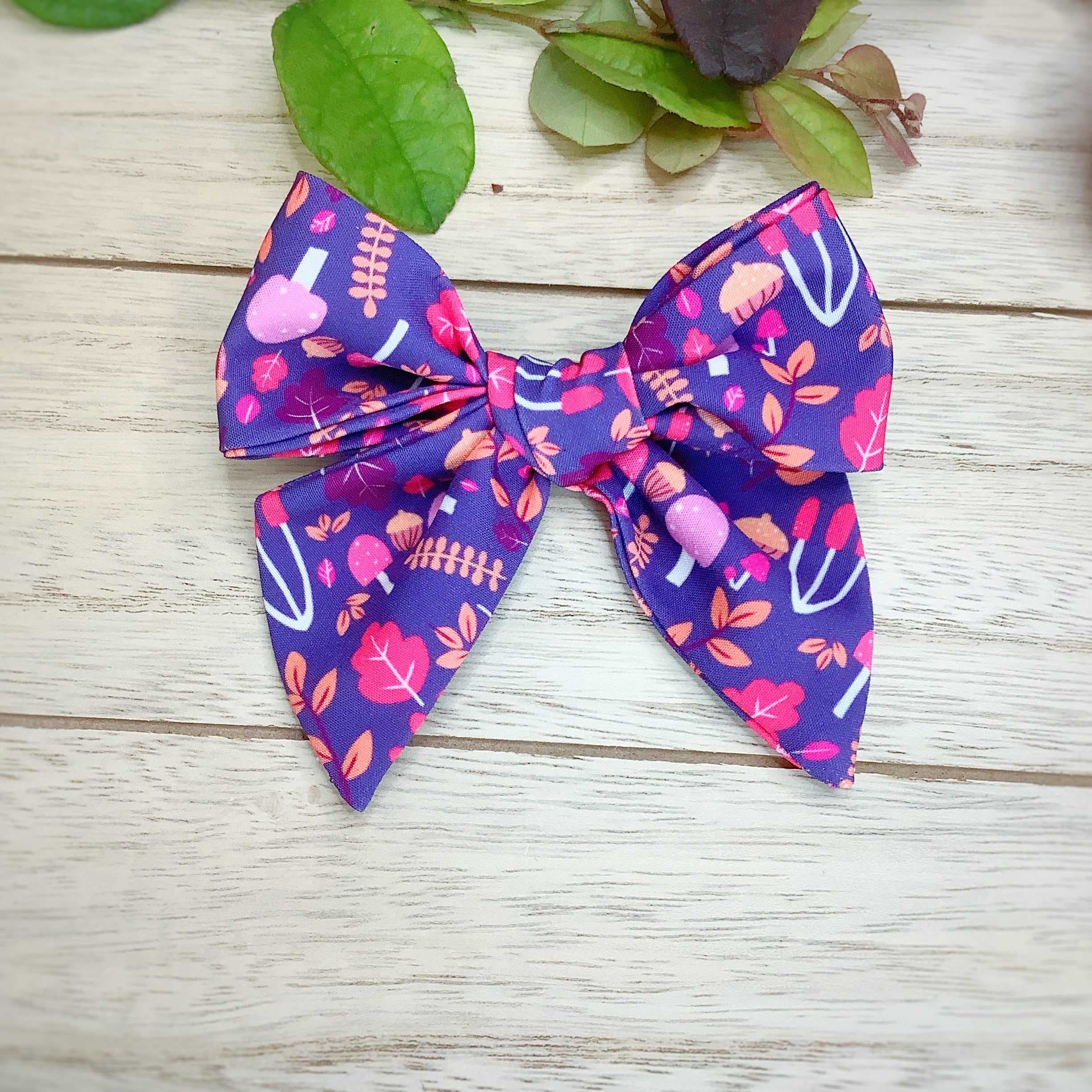 Purple Mushrooms Bow Strip and Scrunchie Collection