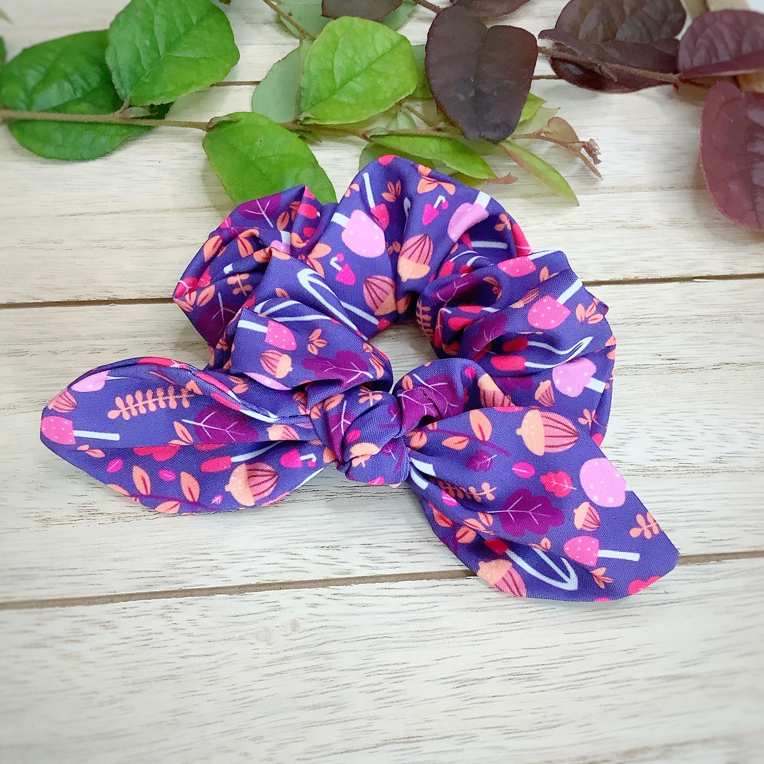 Purple Mushrooms Bow Strip and Scrunchie Collection