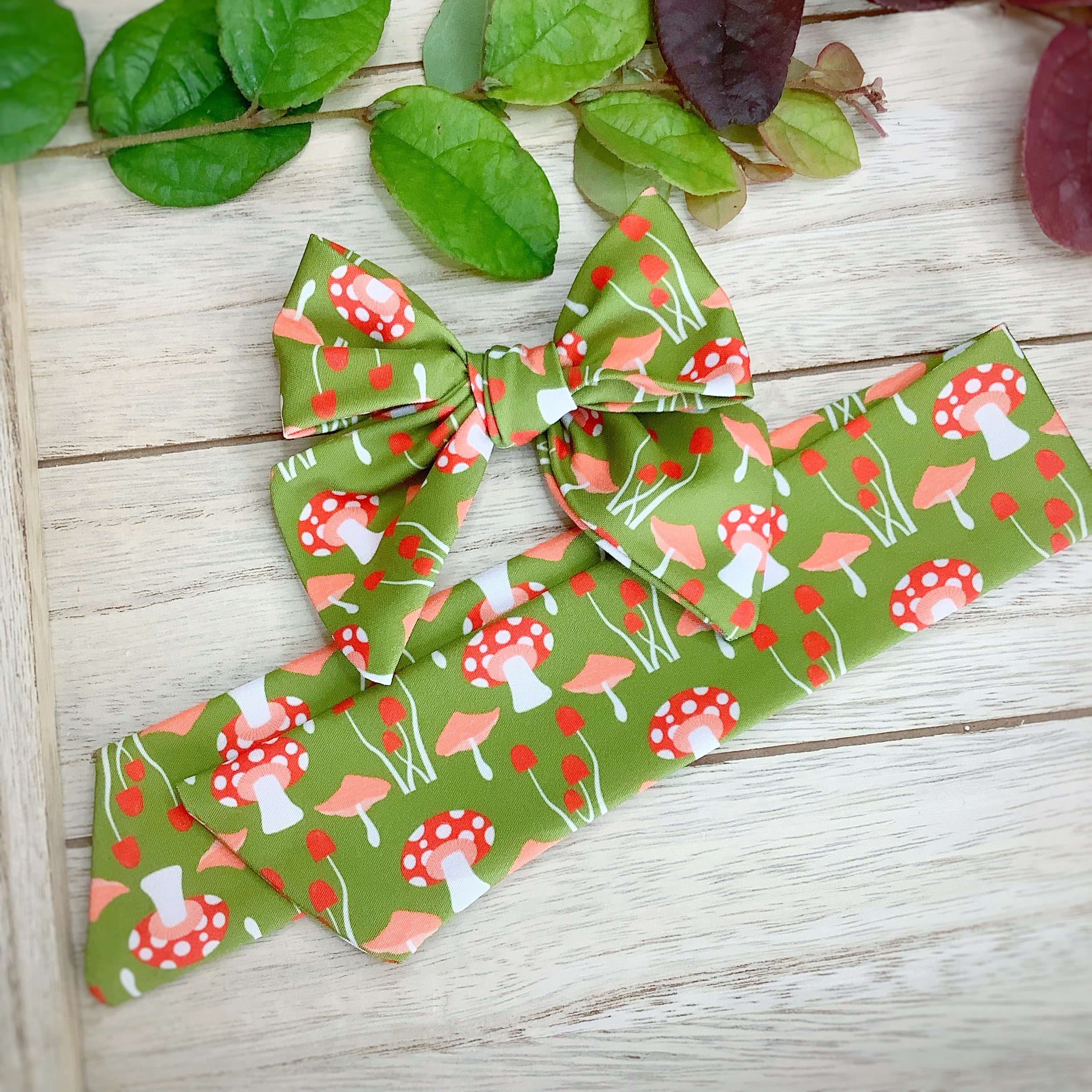 Merry Cottage Mushrooms Bow Strip, Headband and Scrunchie Collection