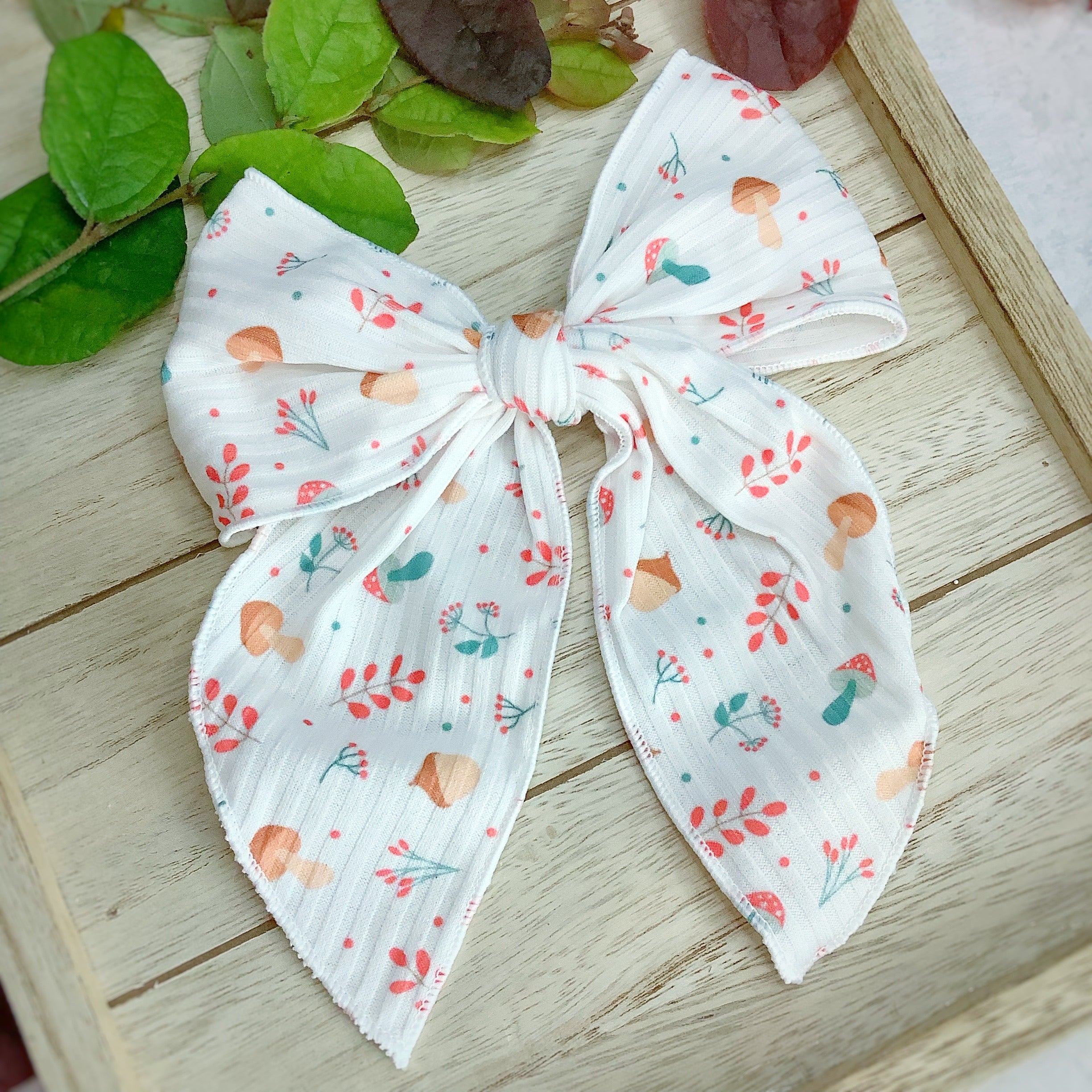 Cottagecore Mushrooms Bow Strip, Headband and Scrunchie Collection