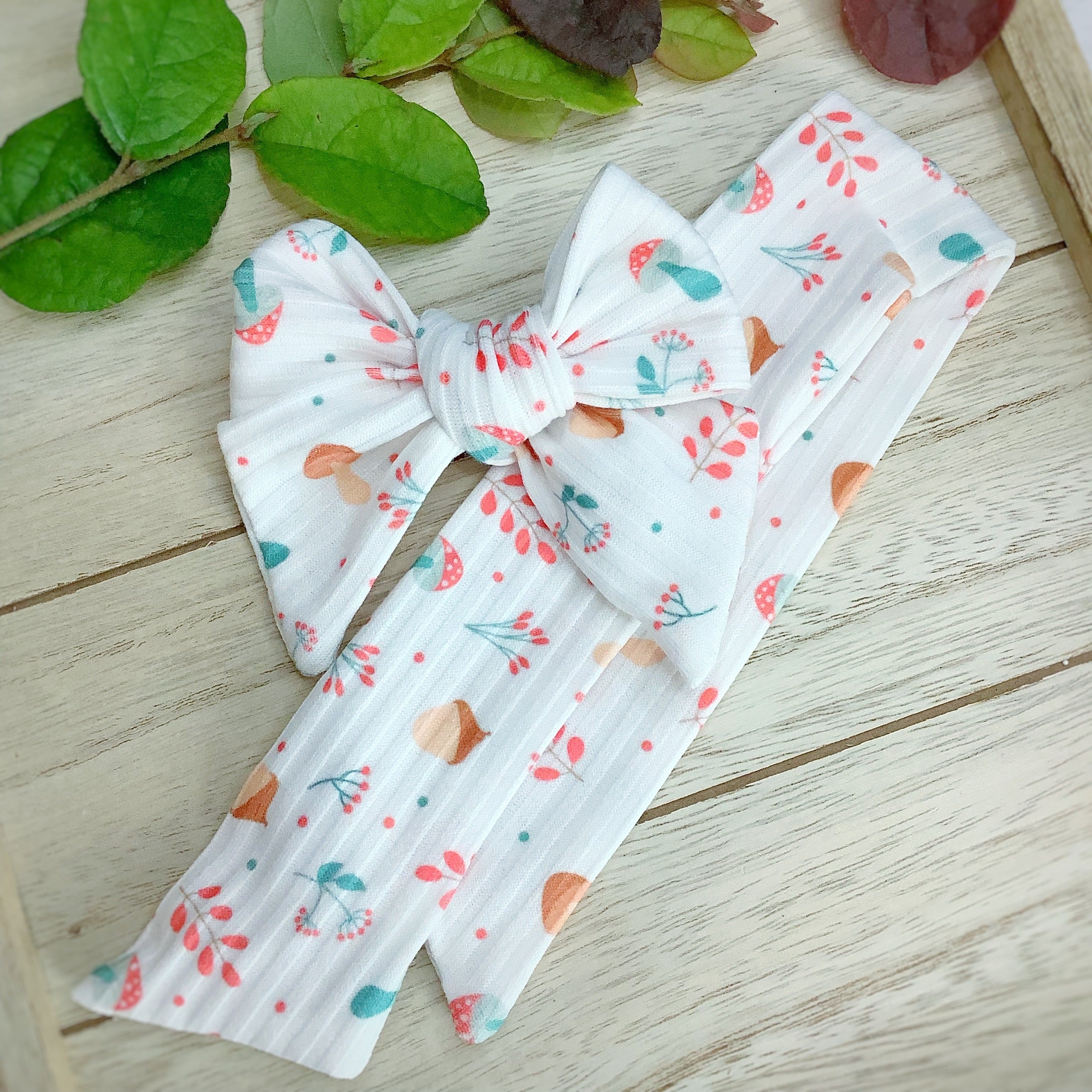 Cottagecore Mushrooms Bow Strip, Headband and Scrunchie Collection