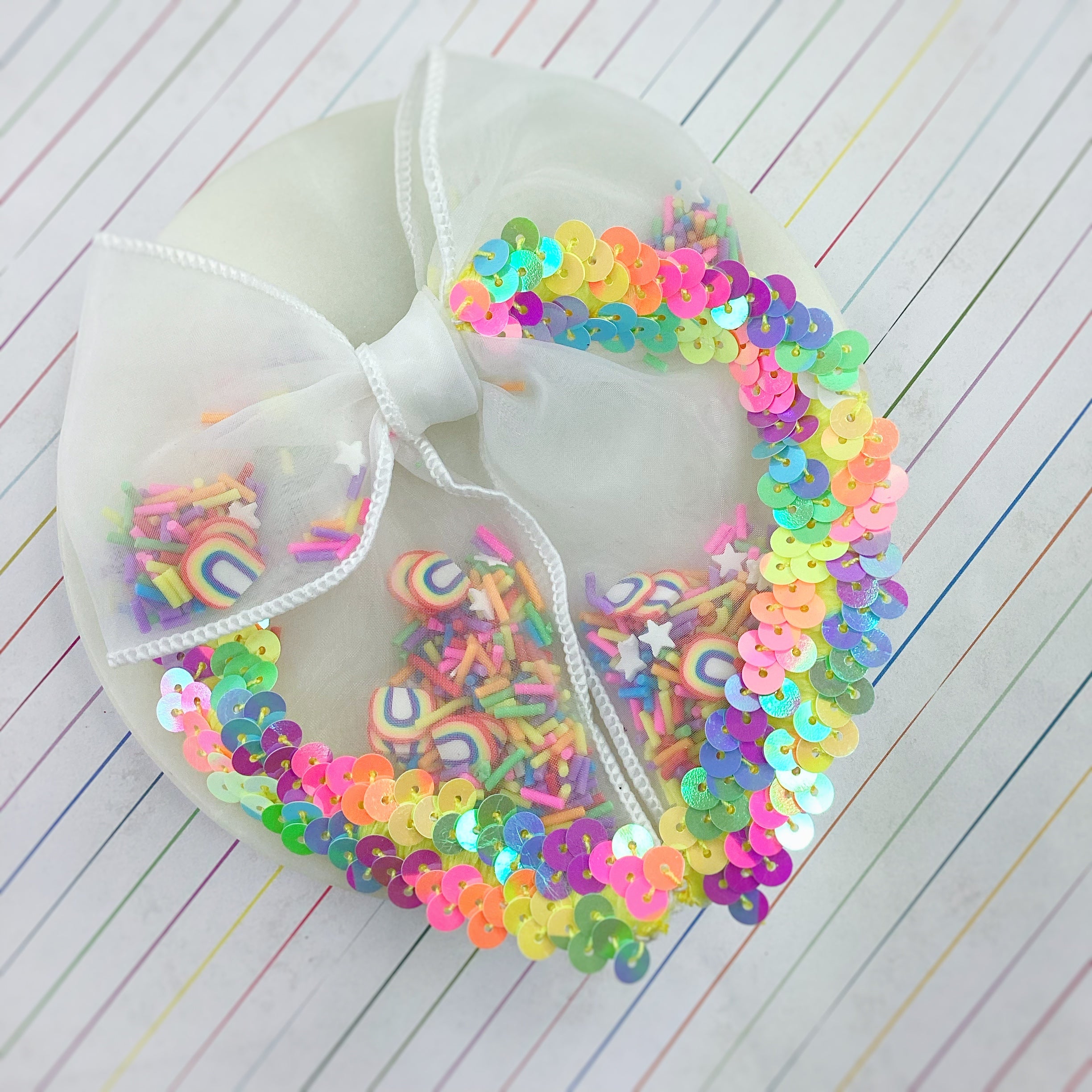 Neon Rainbow Sequin Shaker Bows