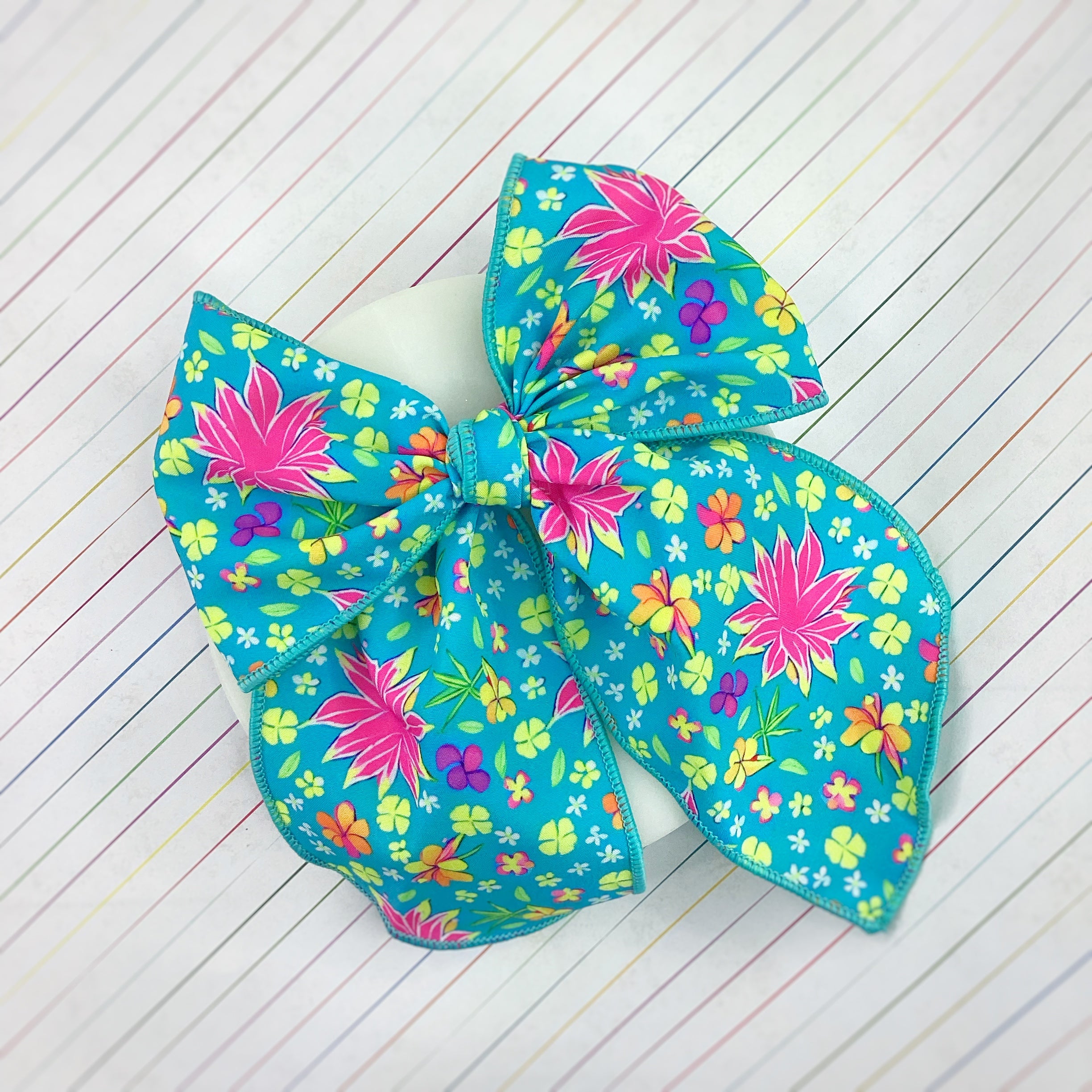 Neon Tropical Flowers Bow Strip and Scrunchie Collection