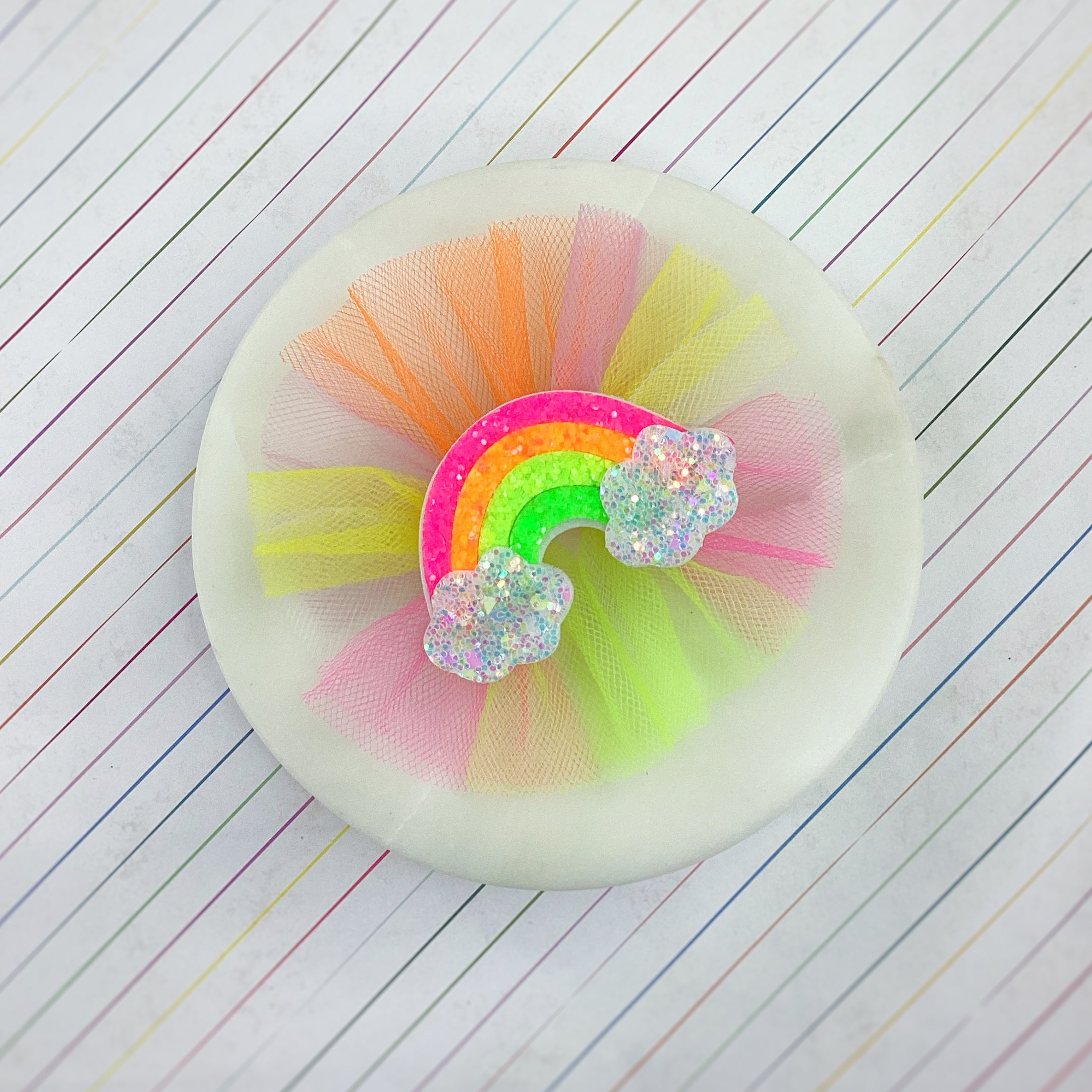 Neon Tulle Bows and Neon Rainbow Precuts