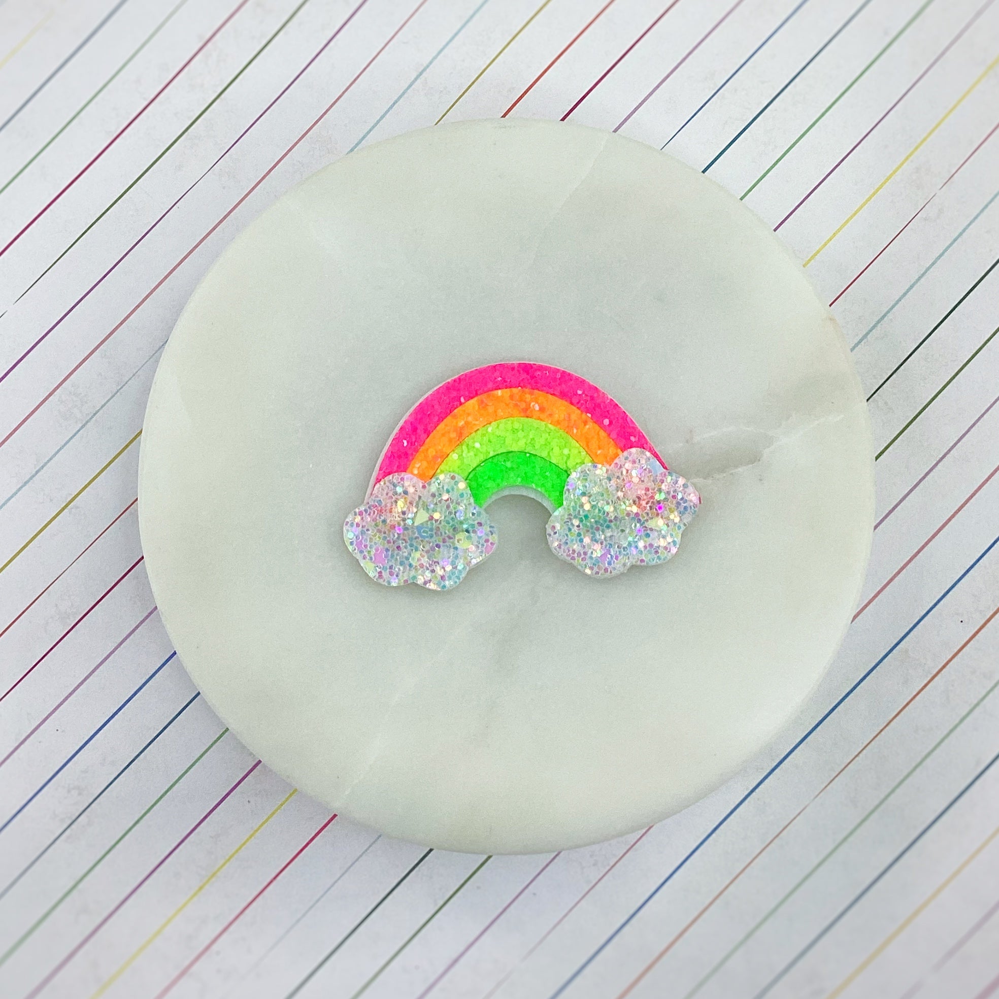 Neon Rainbow Precut Bow Centers