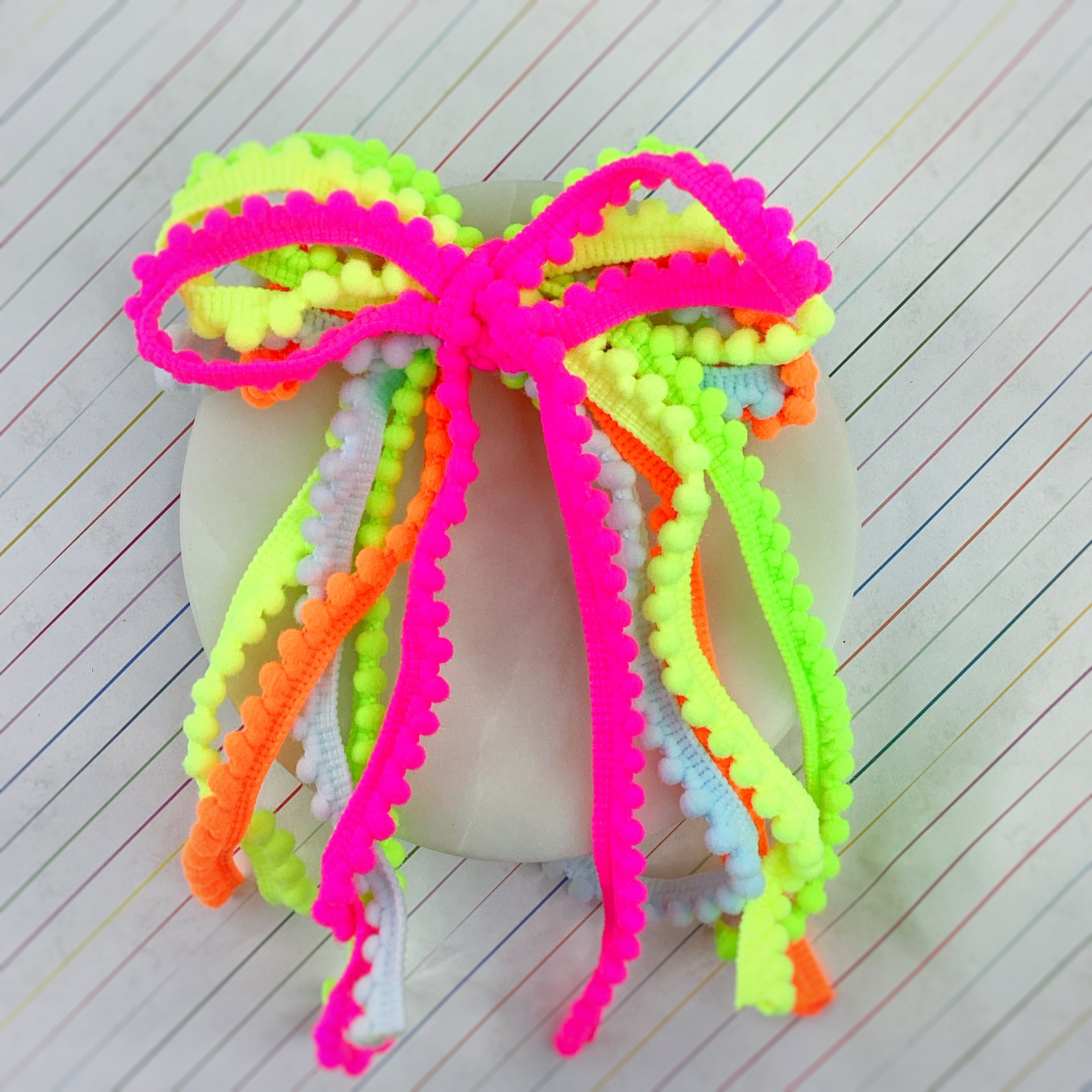 Neon Pom Messy Trim Bows