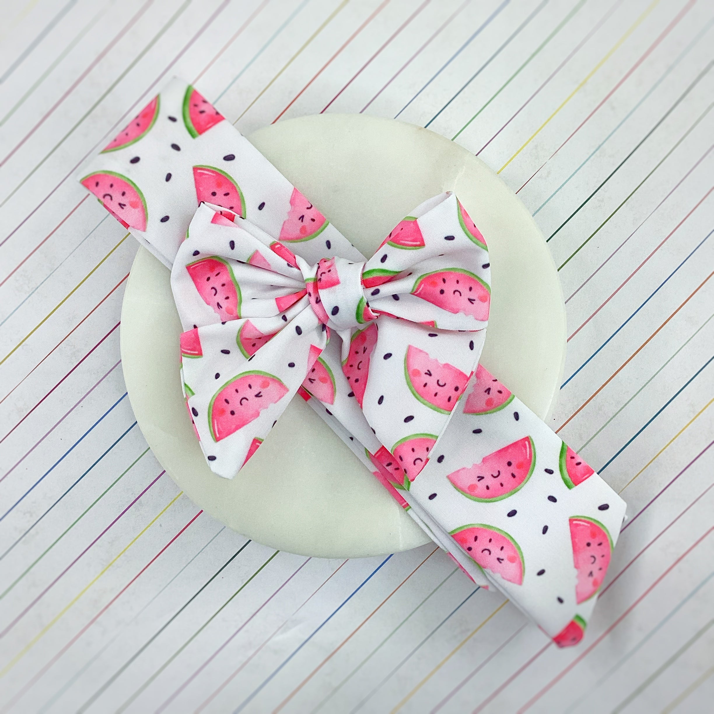 Pink Watermelons Bow Strip and Scrunchie Collection