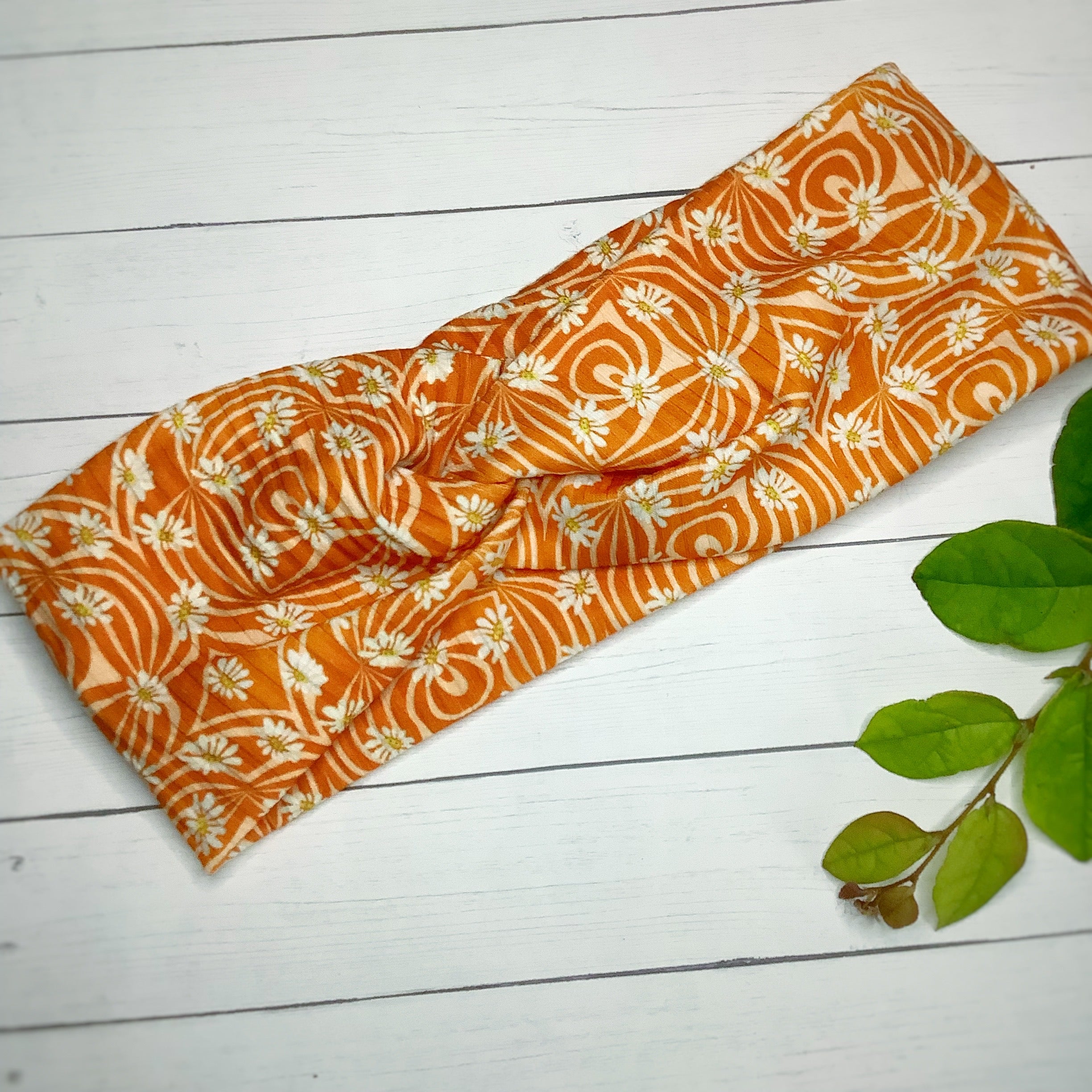 Groovy Rust Daisies Bow Strip, Headband and Scrunchie Collection