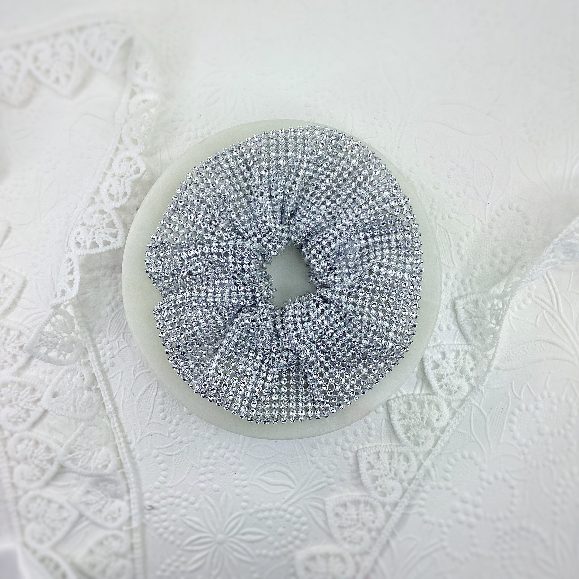 Rhinestone Trim Scrunchie