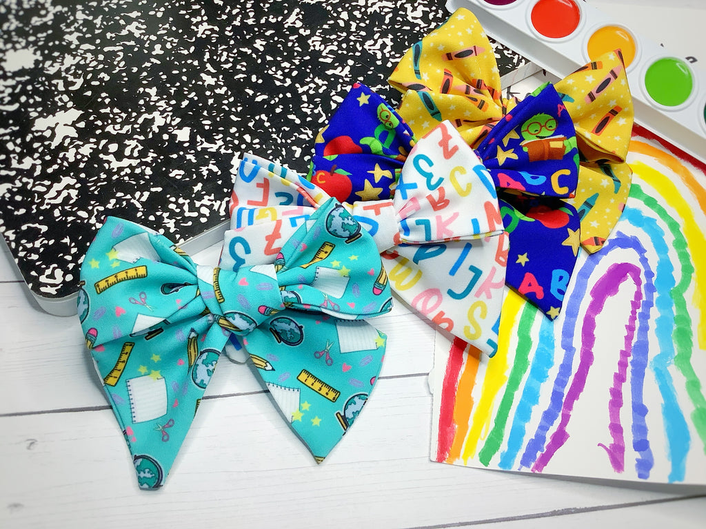 School Subjects Bow Strip and Scrunchie Collection