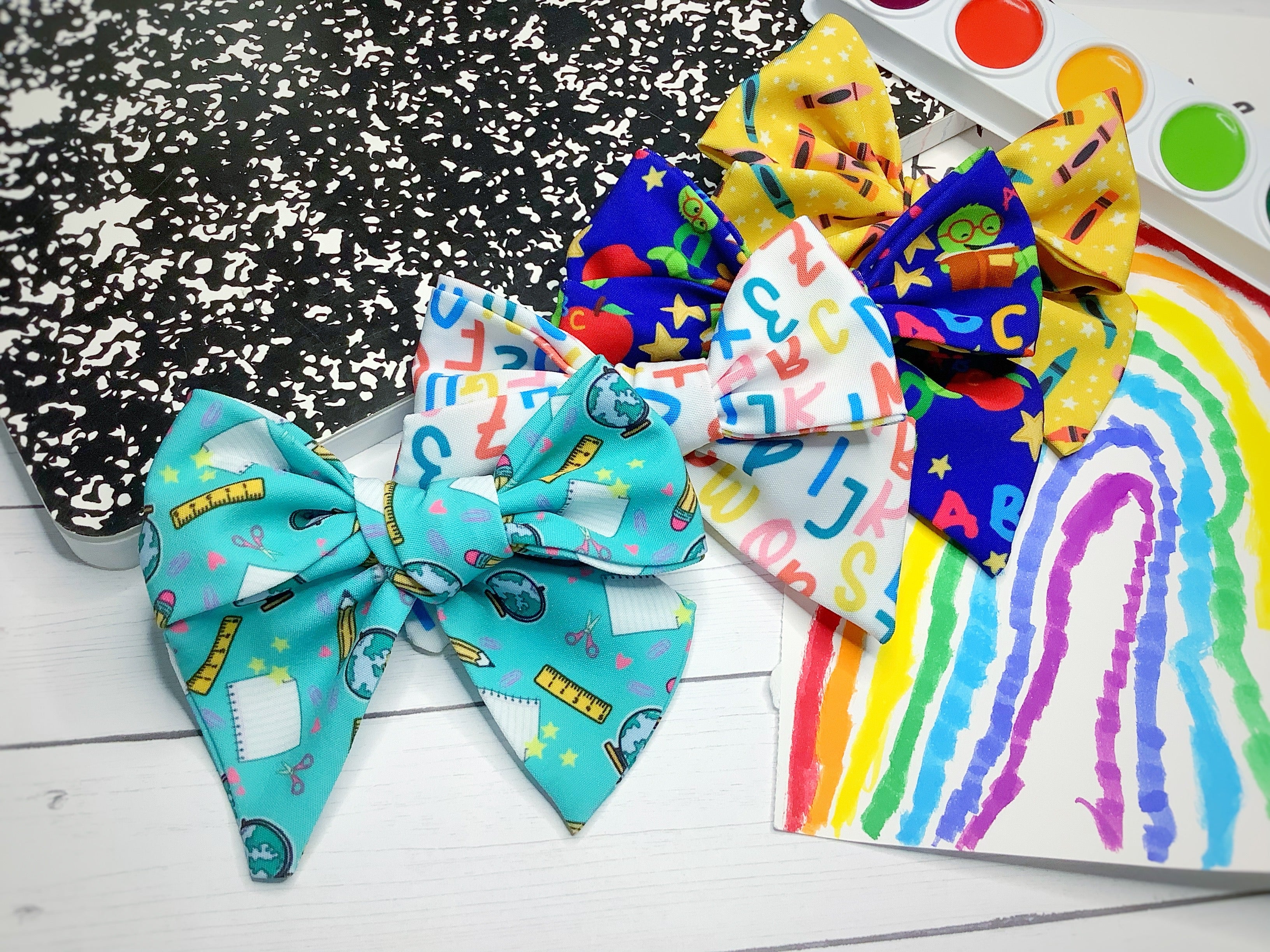 School Subjects Bow Strip and Scrunchie Collection