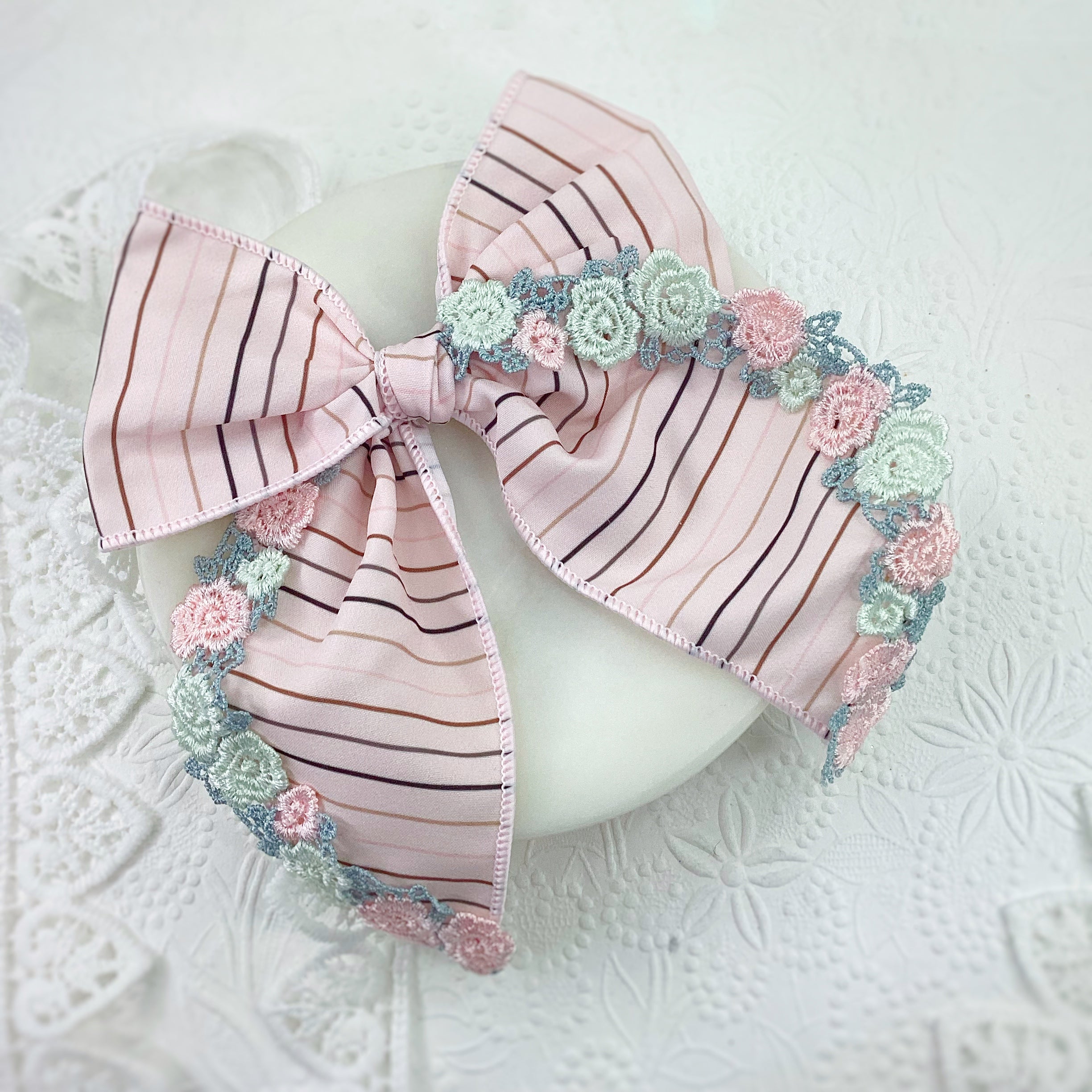 Tea Party Trimmed Pre-Tied Bow Strips