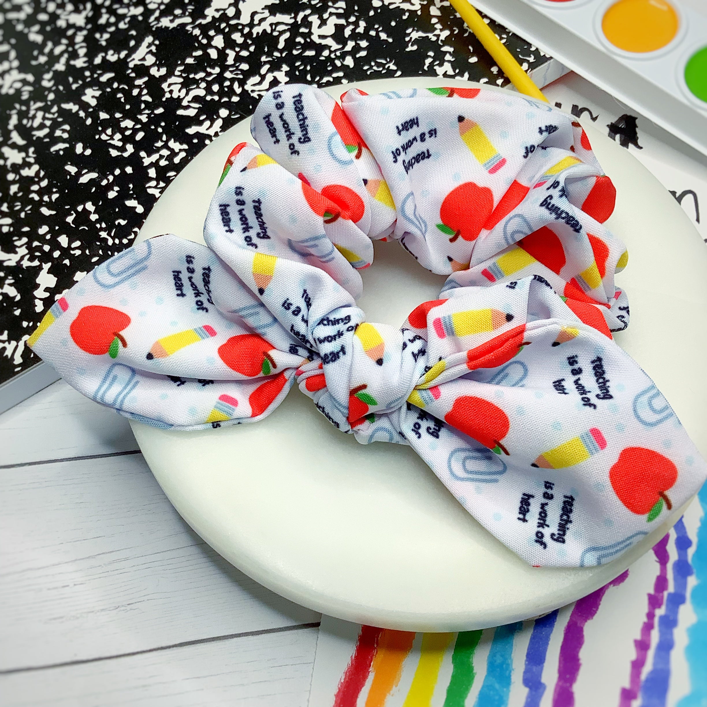 Teaching is a Work of Heart Bow Strip, Headband and Scrunchie Collection