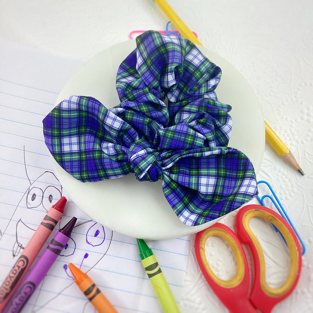 School Uniform Plaid Bow Strip, Headband and Scrunchie Collection