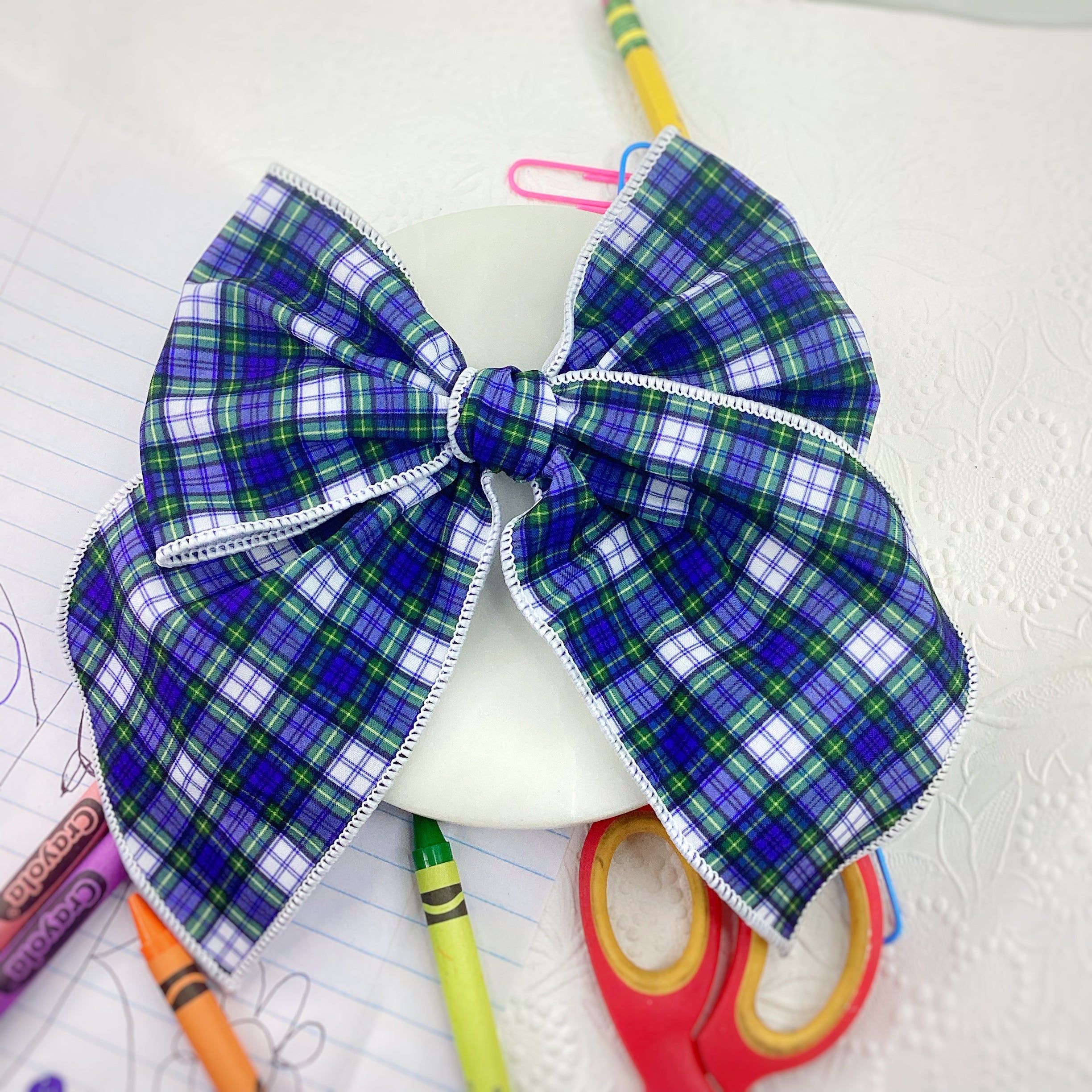 School Uniform Plaid Bow Strip, Headband and Scrunchie Collection
