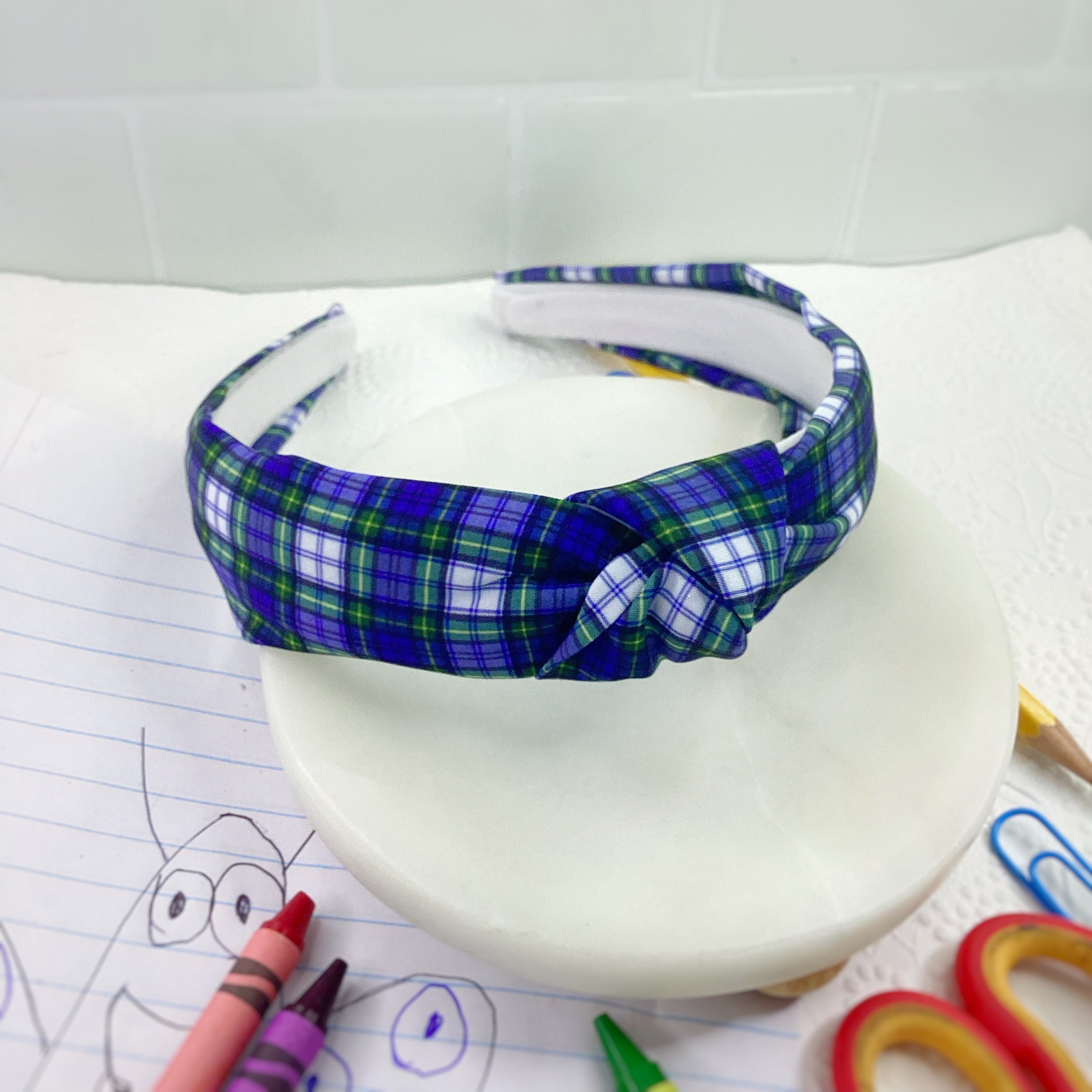 School Uniform Plaid Bow Strip, Headband and Scrunchie Collection
