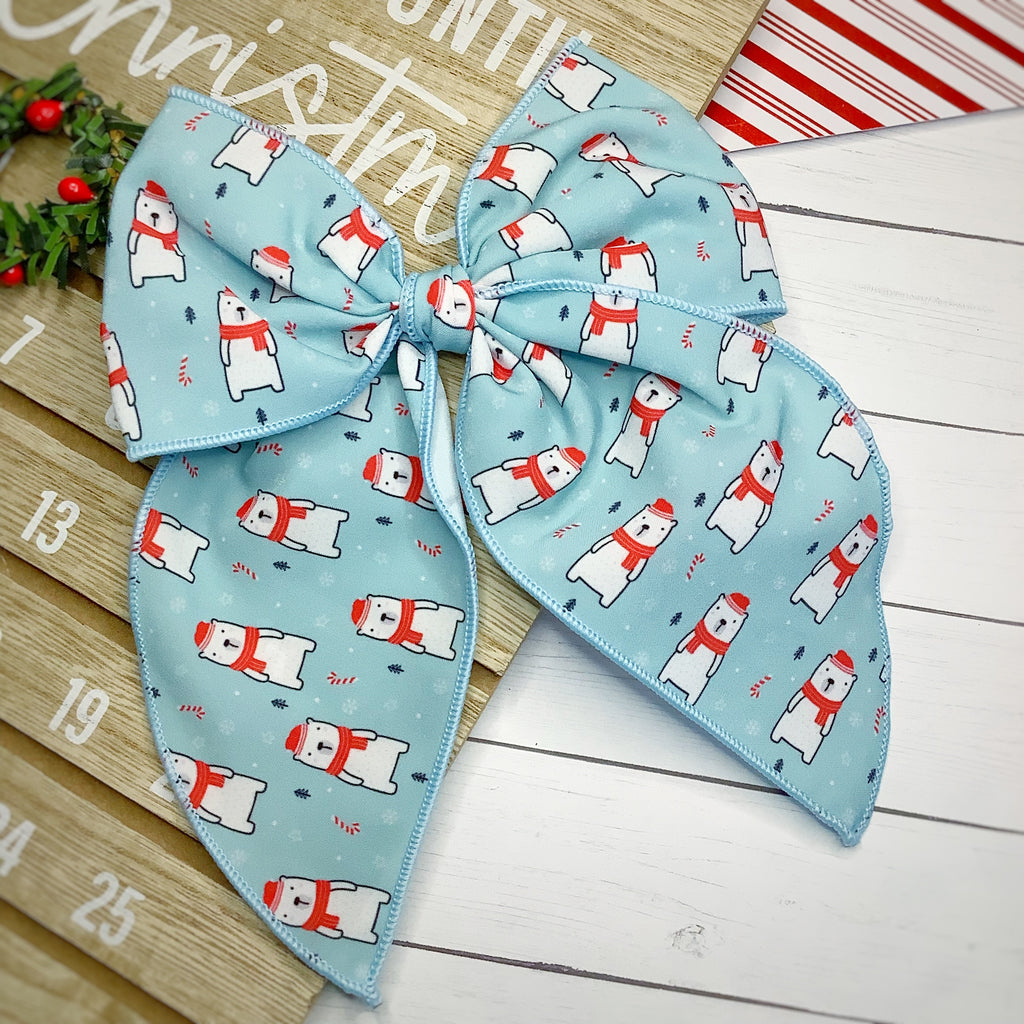 Chilly Polar Bears Bow Strip, Headband and Scrunchie Collection