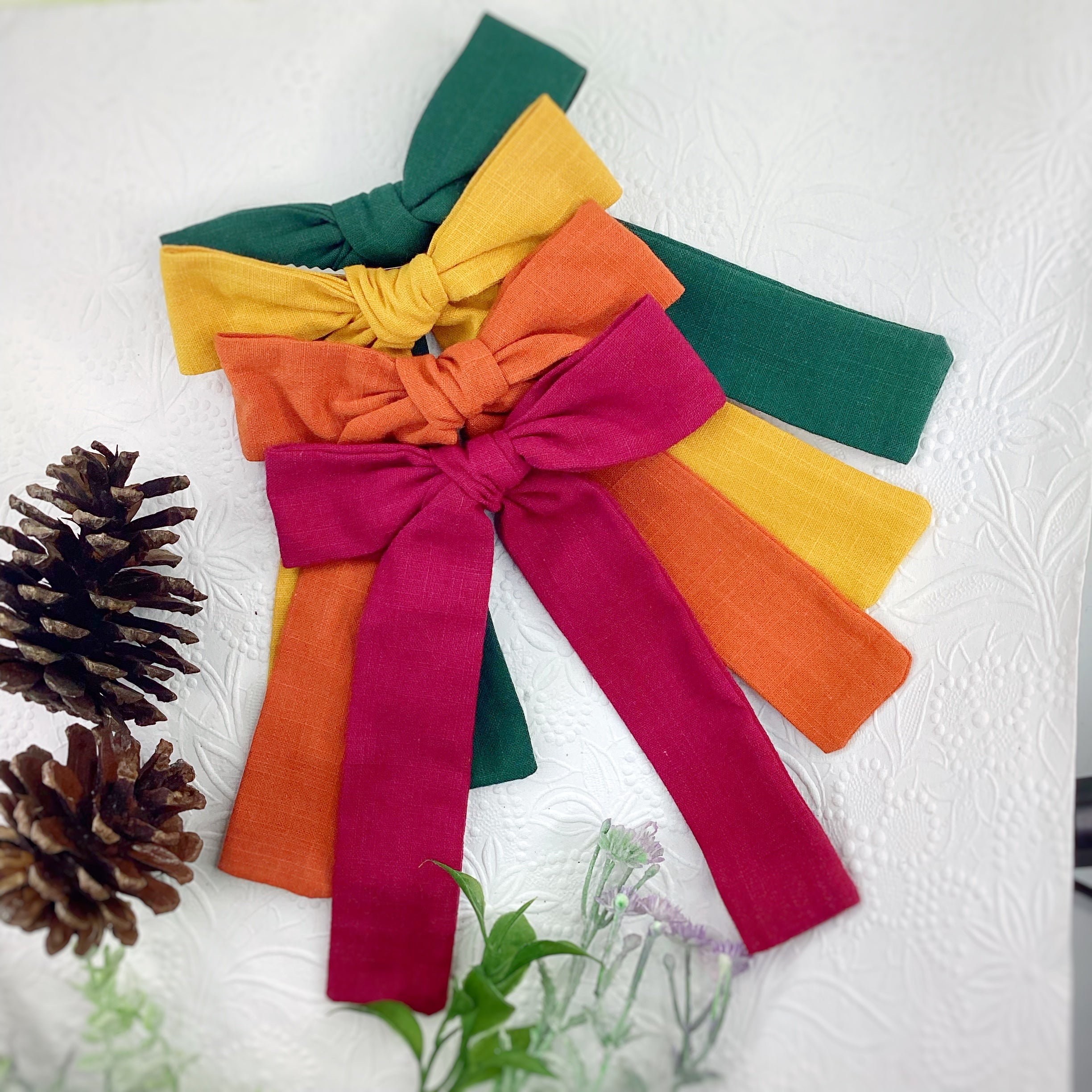 Fall Solids Linen Bows