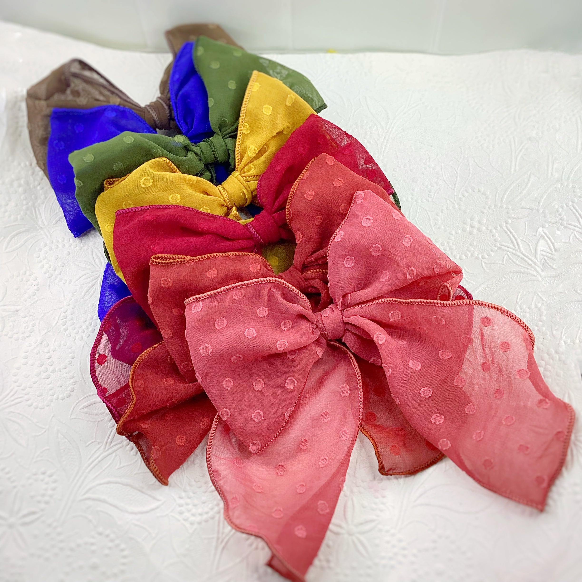 Fall Colors Solid Organza Dot Bow and Headband Collection