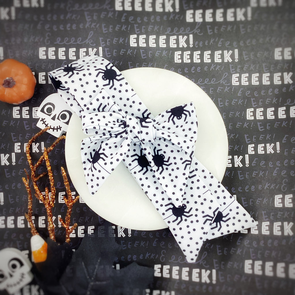 Polka Dot Spiders Bow Strip, Headband and Scrunchie Collection