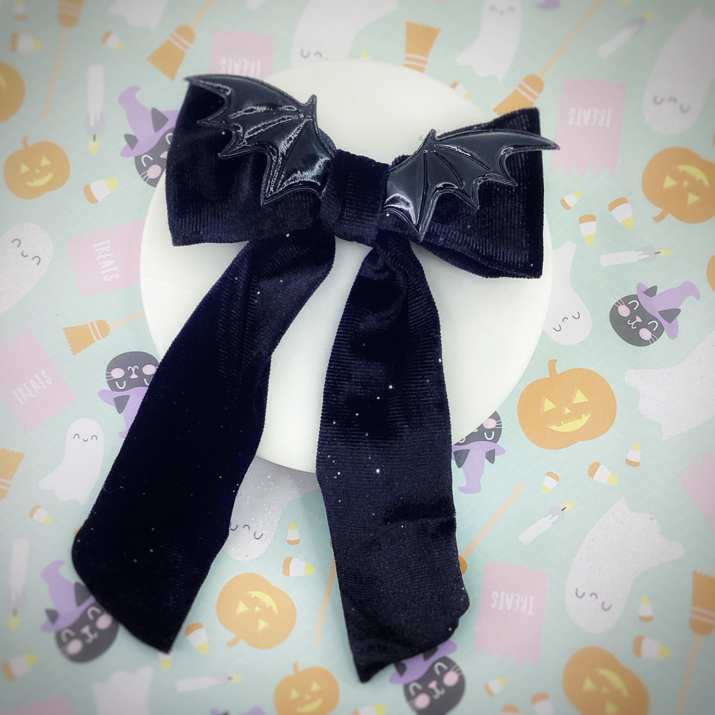 Black Bat Velvet Bow