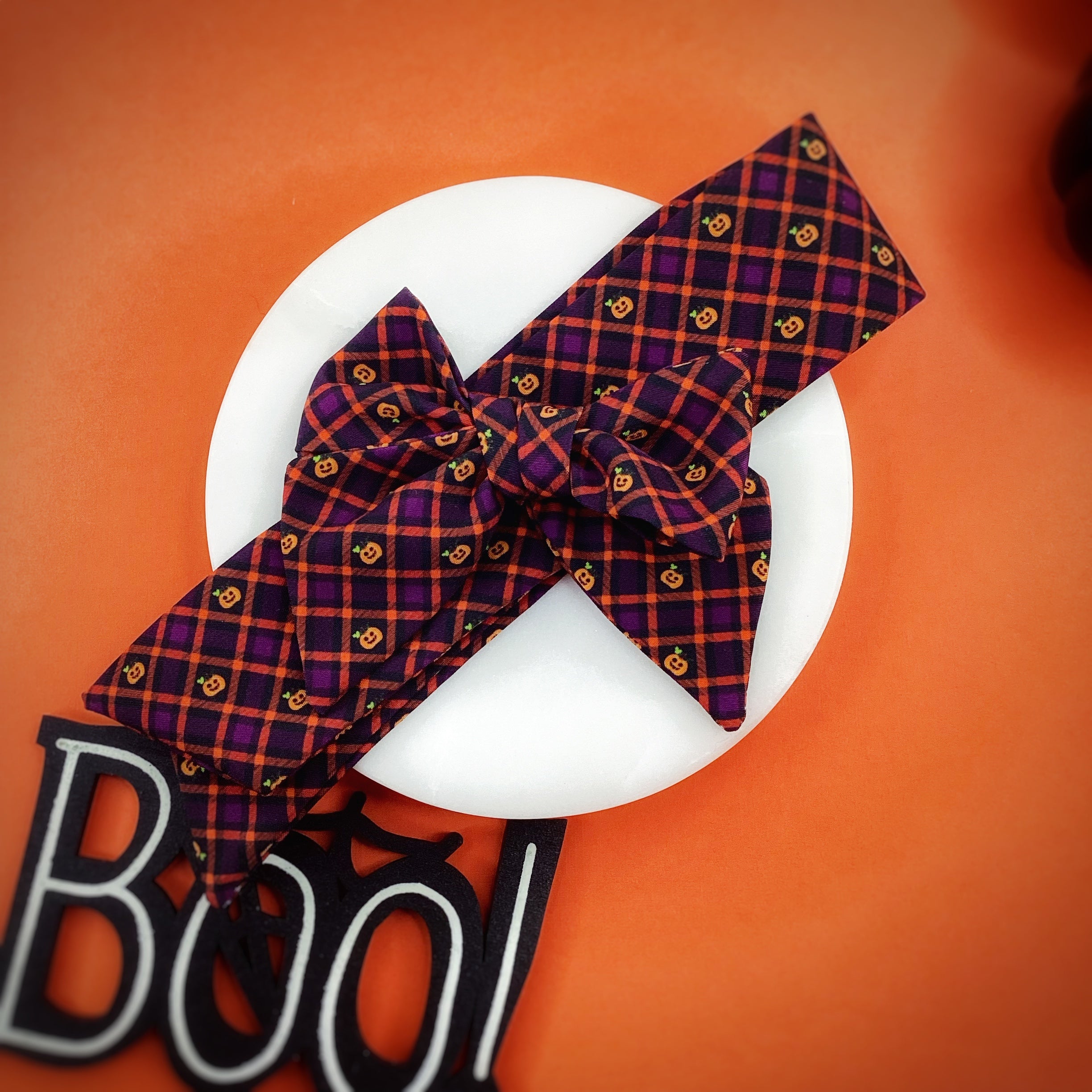 Pumpkin Plaid Bow Strip, Headband and Scrunchie Collection