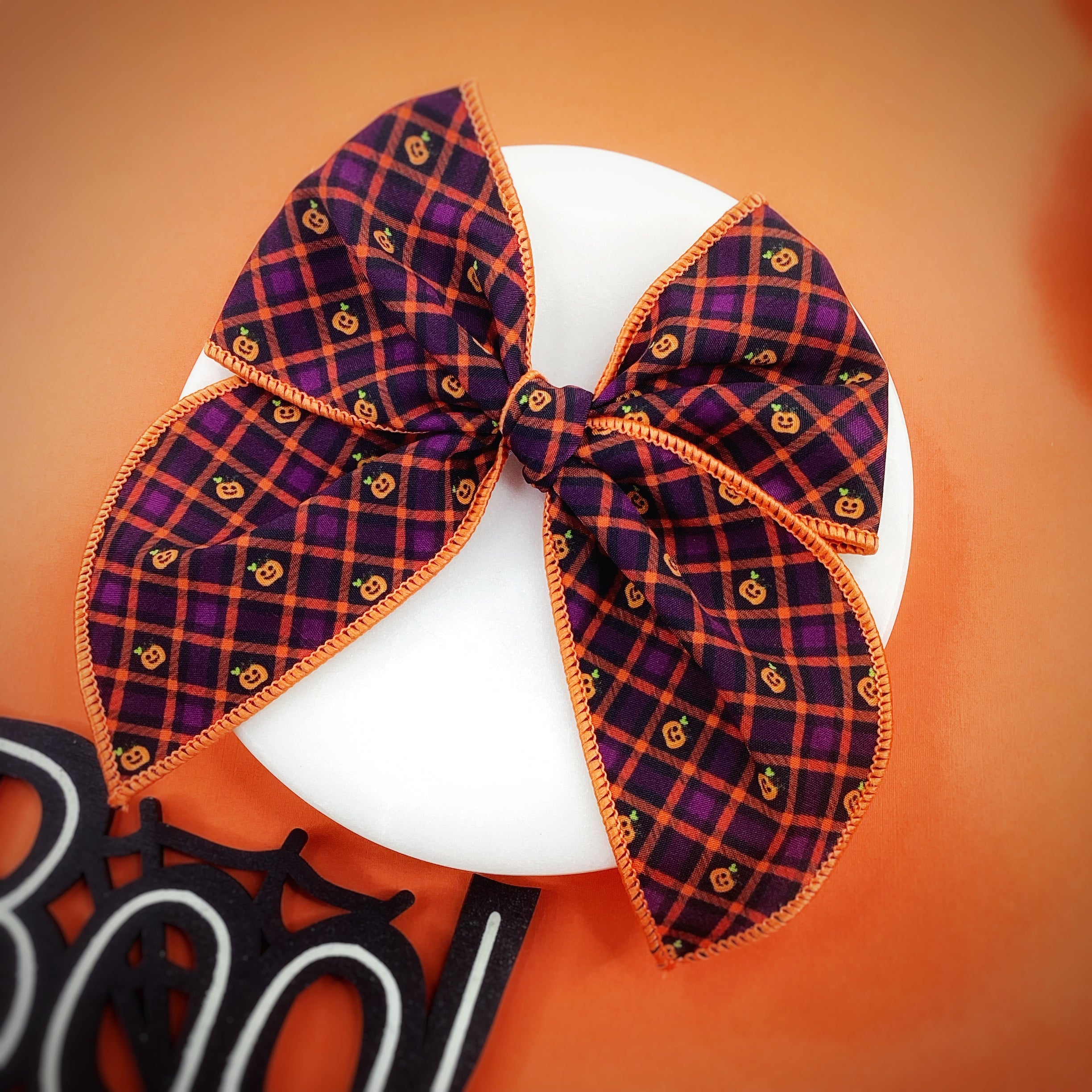 Pumpkin Plaid Bow Strip, Headband and Scrunchie Collection