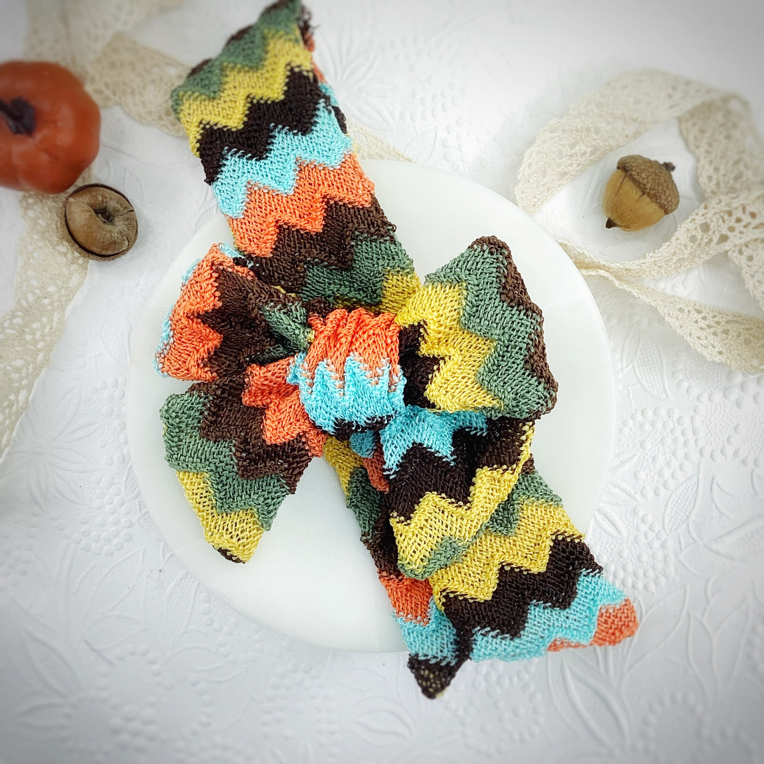 Autumn Knit Bow Strip, Headband and Scrunchie Collection