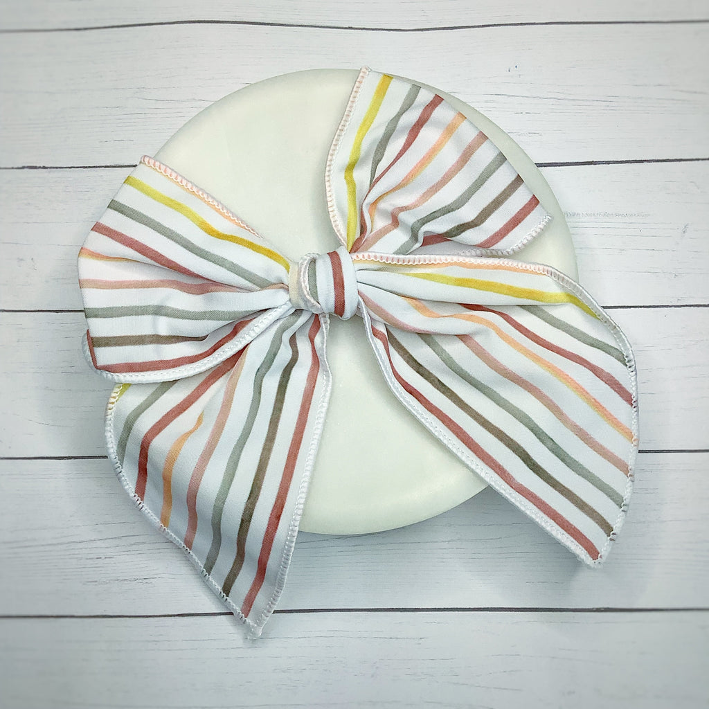 Neutral Multi Stripes Bow Strip, Headband and Scrunchie Collection