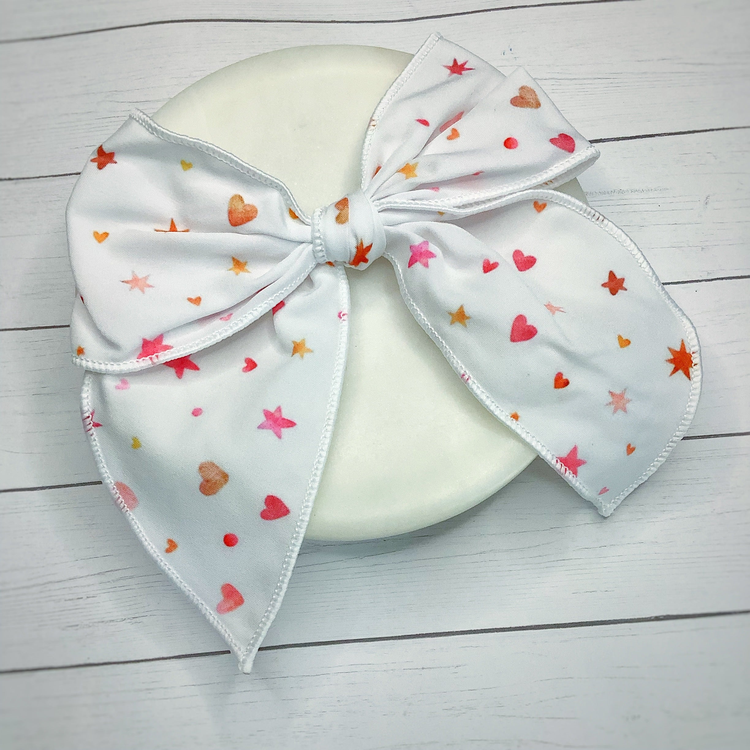 Watercolor Stars and Hearts Bow Strip, Headband and Scrunchie Collection