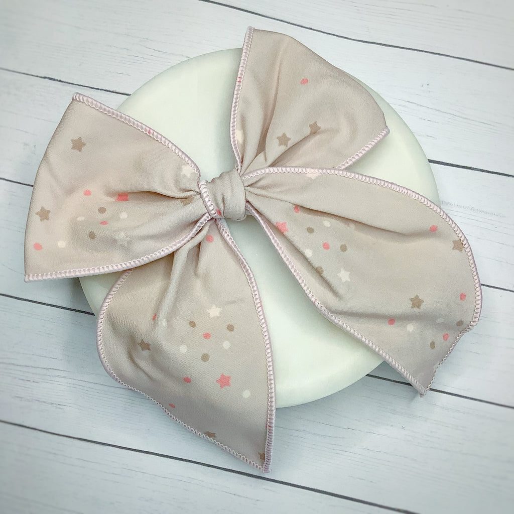 Taupe Stars Bow Strip and Scrunchie Collection