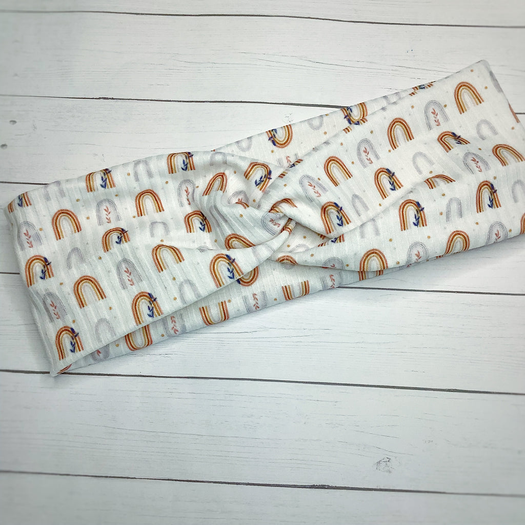 Neutral Rainbows Bow Strip, Headband and Scrunchie Collection