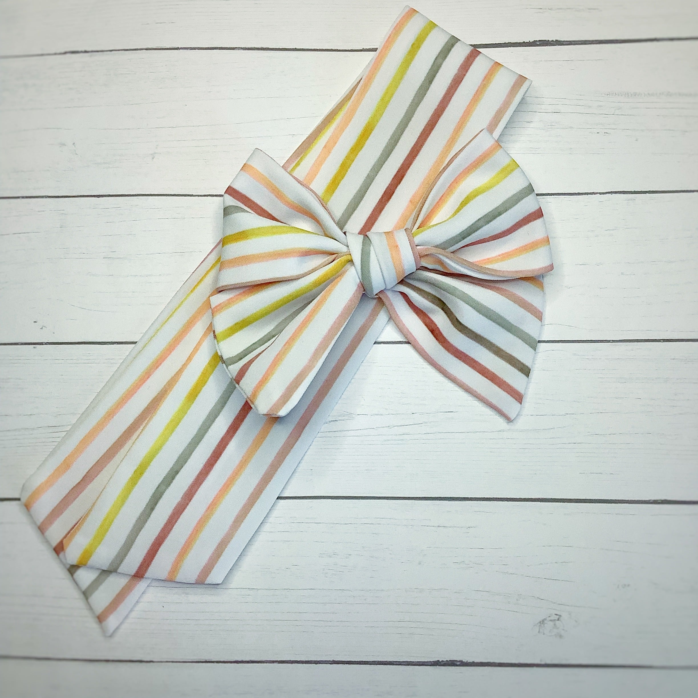 Neutral Multi Stripes Bow Strip, Headband and Scrunchie Collection