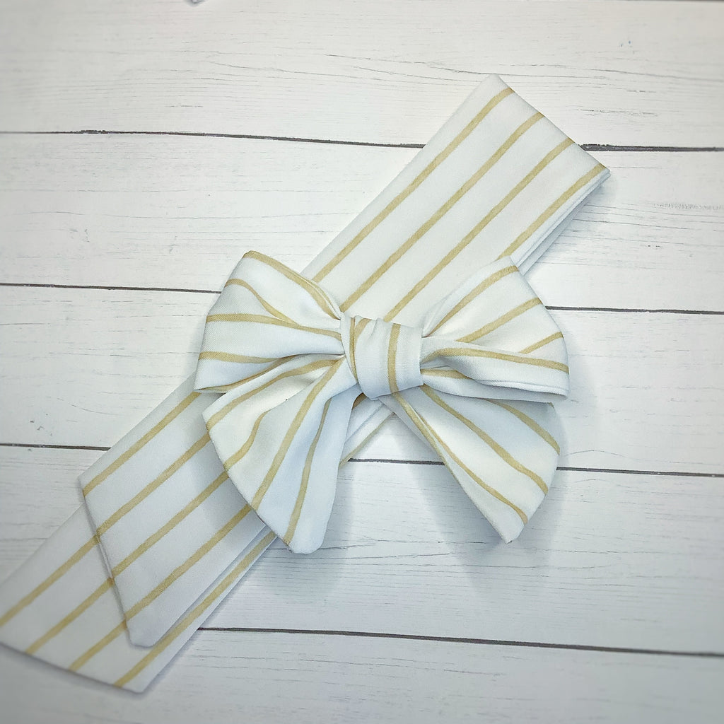 White and Khaki Quinn Scrunchie and Bow Collection