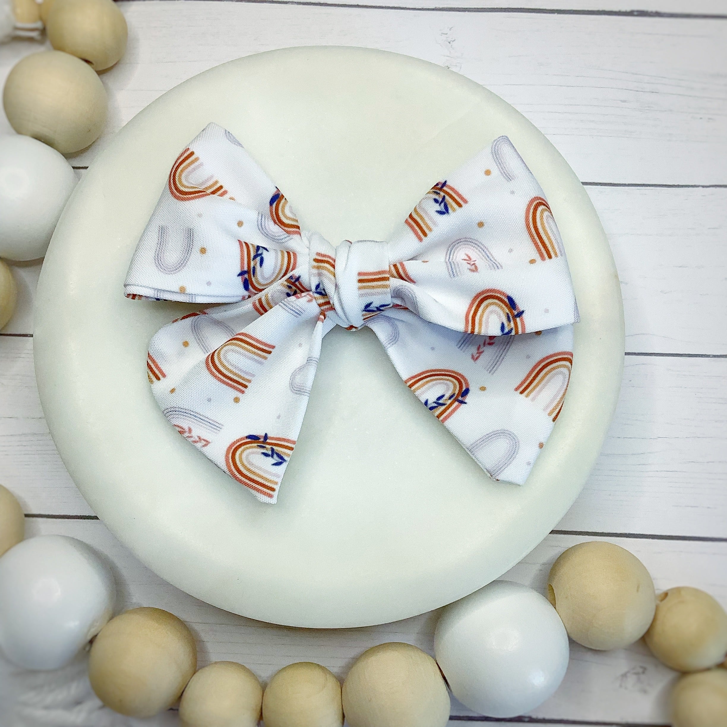 Neutral Rainbows Bow Strip, Headband and Scrunchie Collection