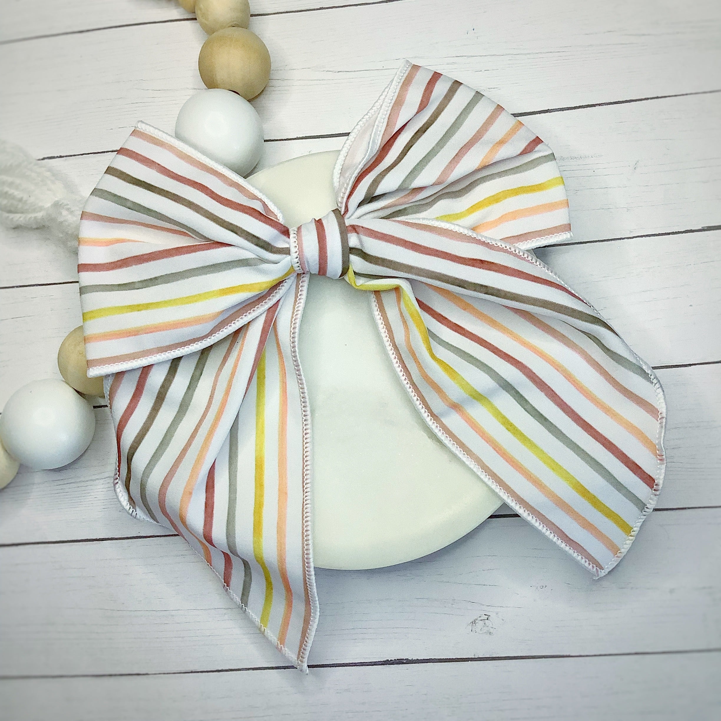 Neutral Multi Stripes Bow Strip, Headband and Scrunchie Collection