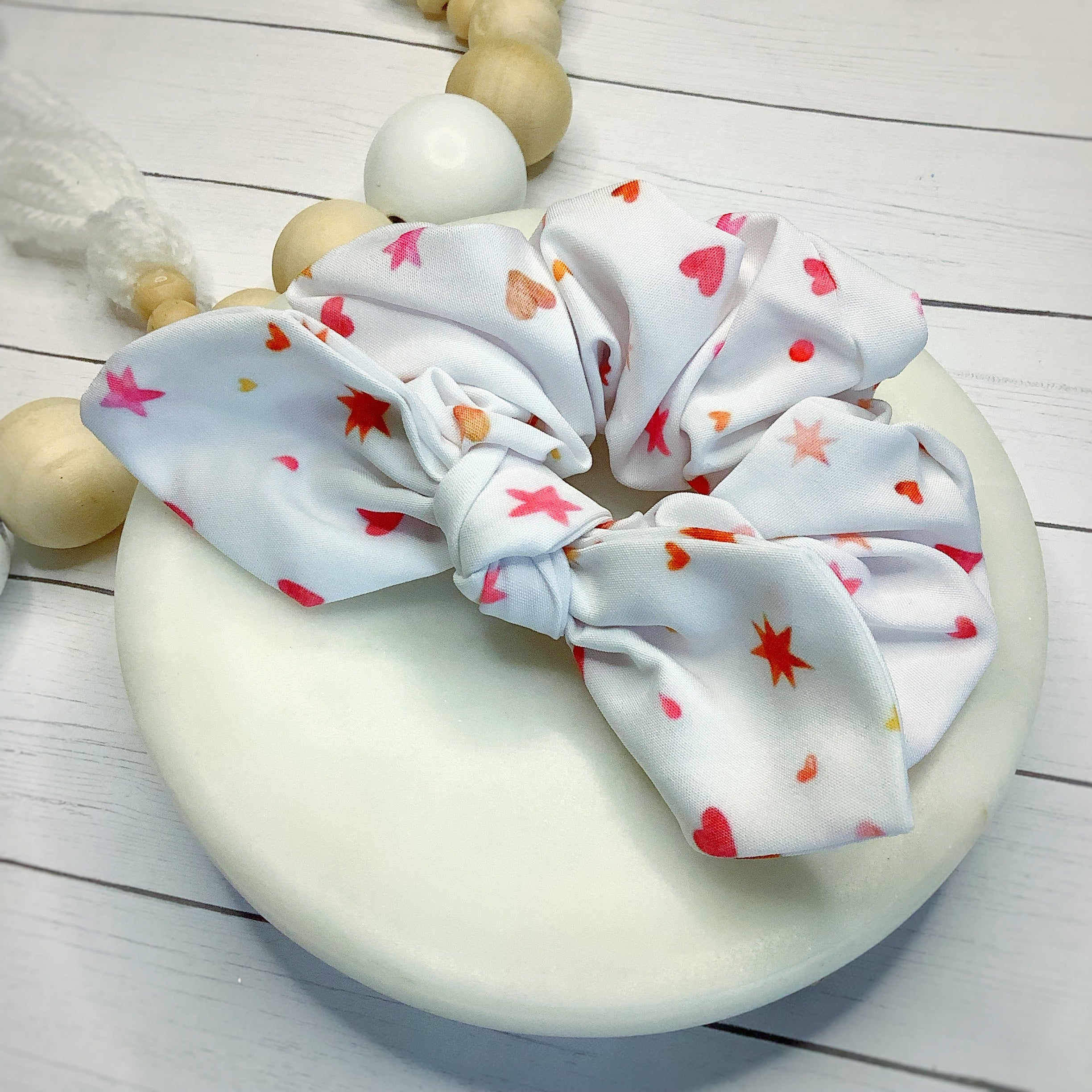 Watercolor Stars and Hearts Bow Strip, Headband and Scrunchie Collection