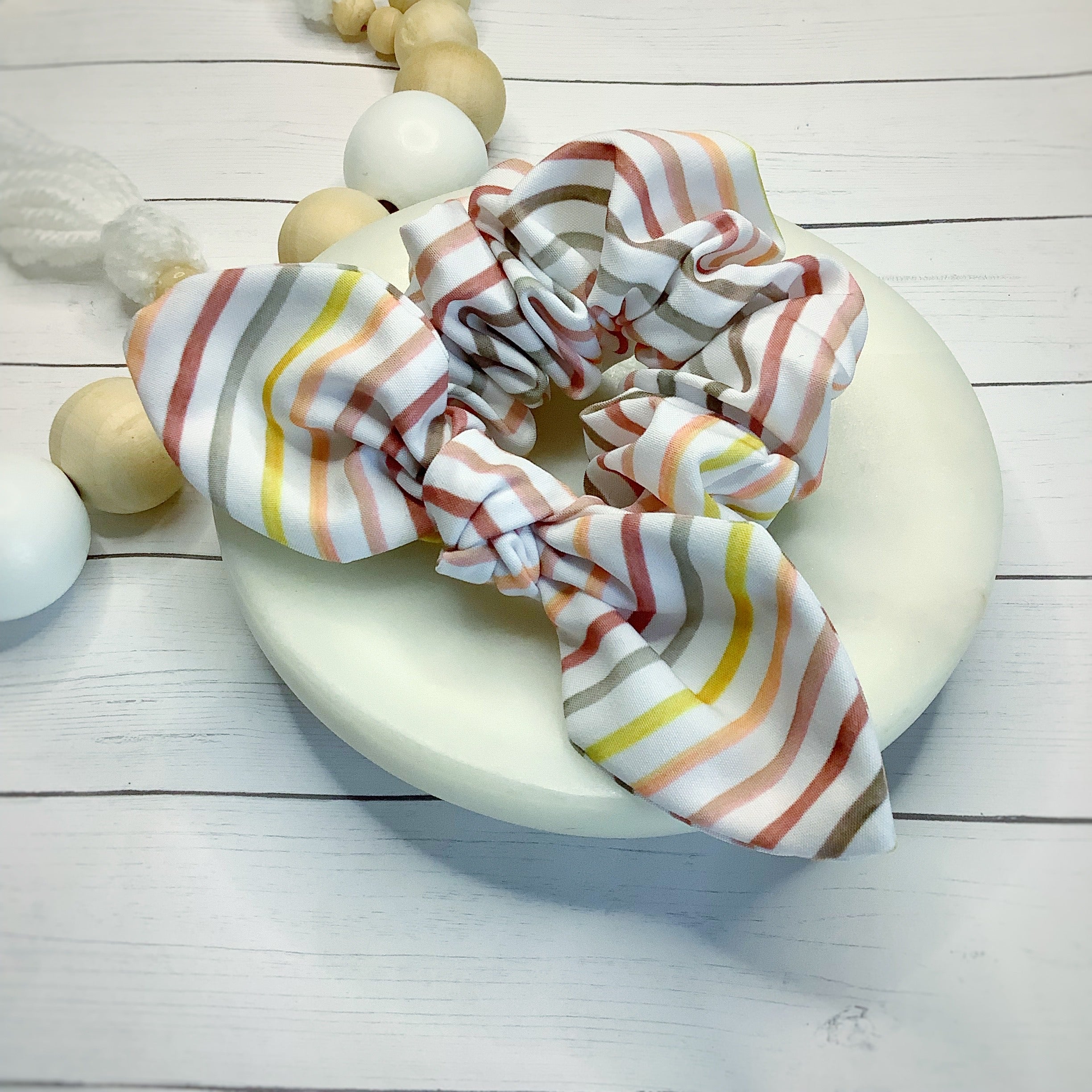 Neutral Multi Stripes Bow Strip, Headband and Scrunchie Collection