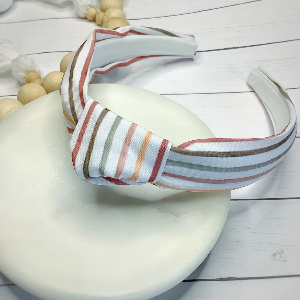 Neutral Multi Stripes Bow Strip, Headband and Scrunchie Collection
