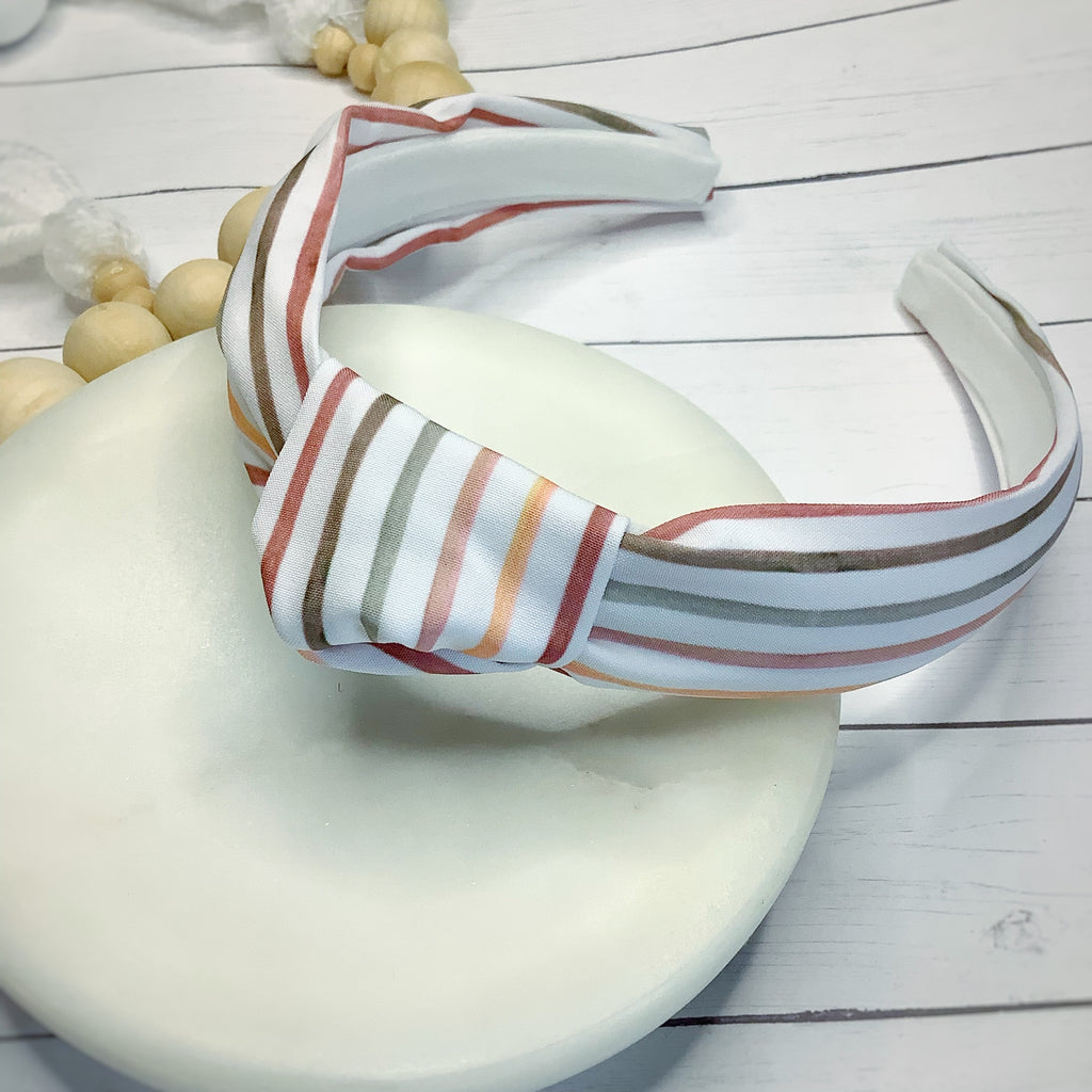 Neutral Multi Stripes Quinn Scrunchie, Headband and Bow Collection