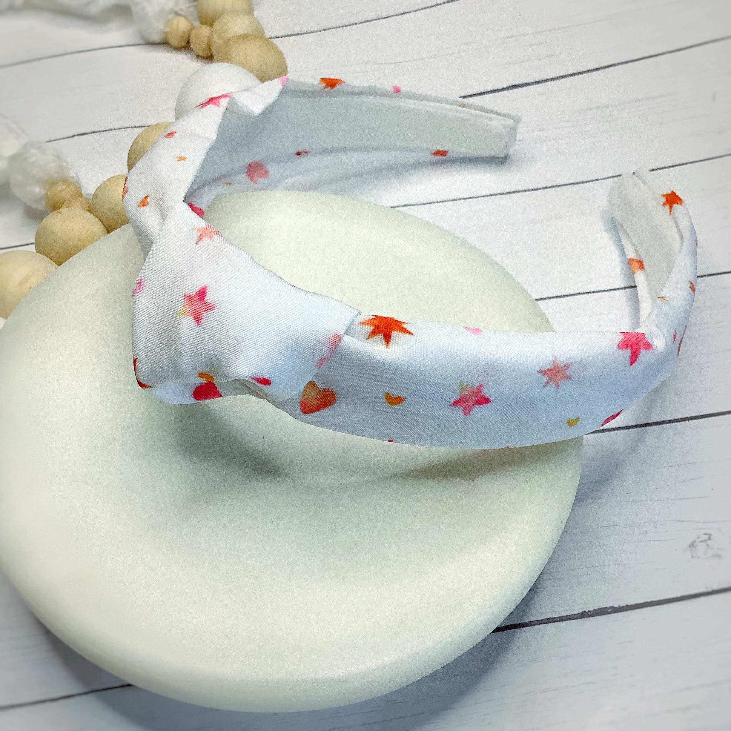 Watercolor Stars and Hearts Bow Strip, Headband and Scrunchie Collection
