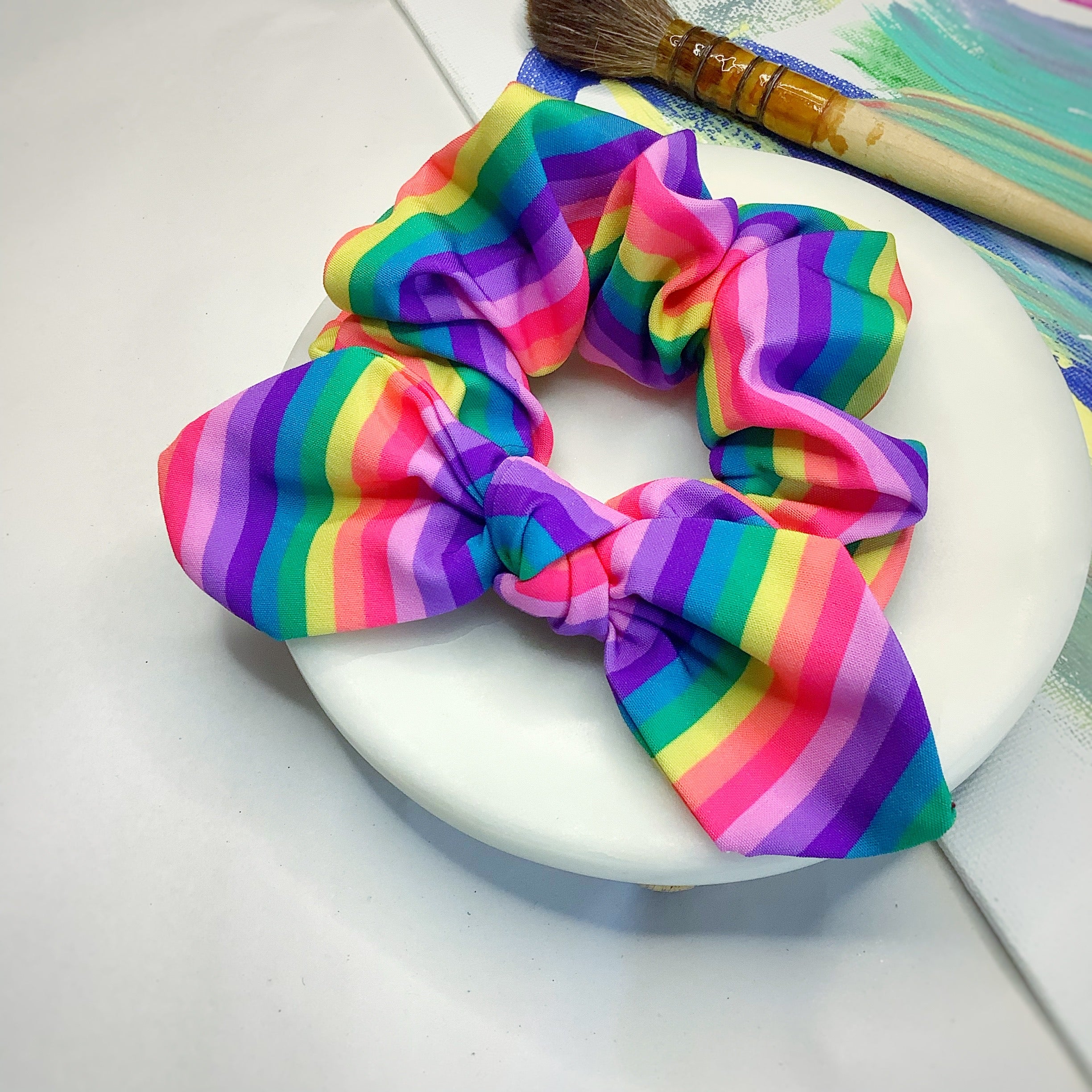 Rainbow Stripe Bow Strip, Headband and Scrunchie Collection