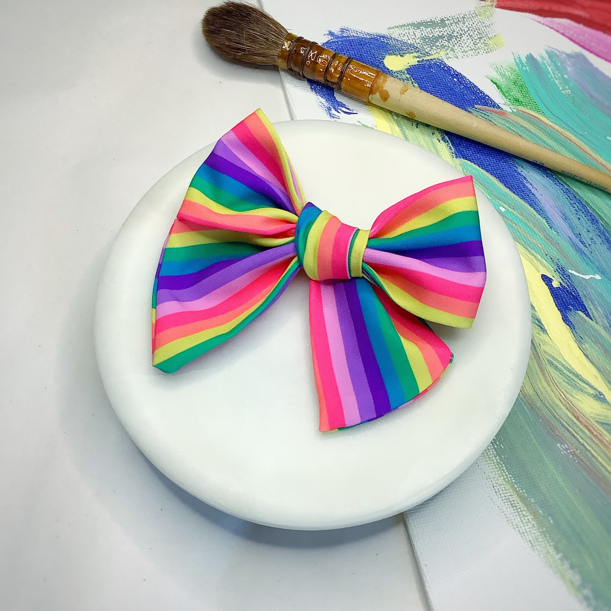 Rainbow Stripe Bow Strip, Headband and Scrunchie Collection
