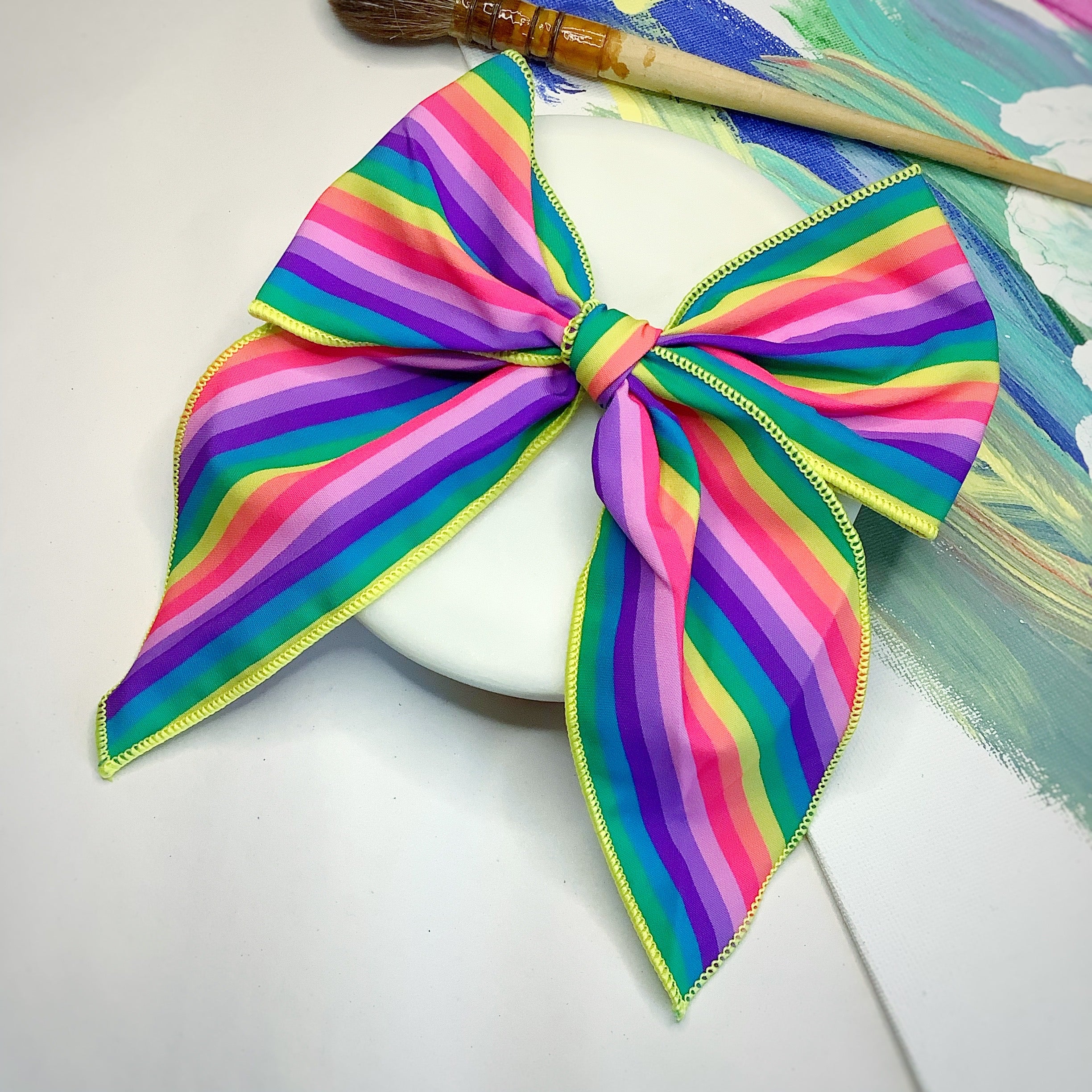 Rainbow Stripe Bow Strip, Headband and Scrunchie Collection