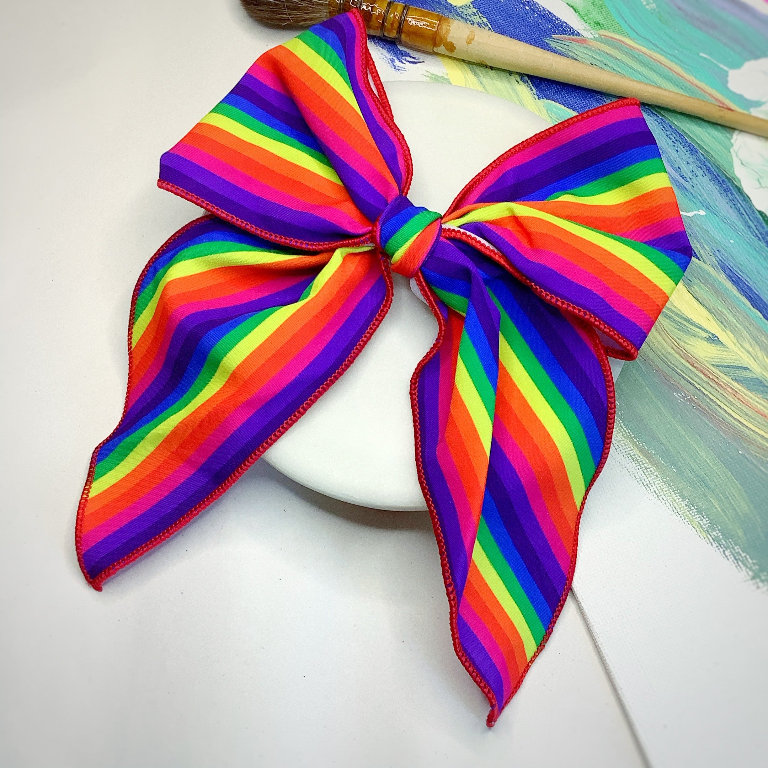 Rainbow Stripe Bow Strip, Headband and Scrunchie Collection