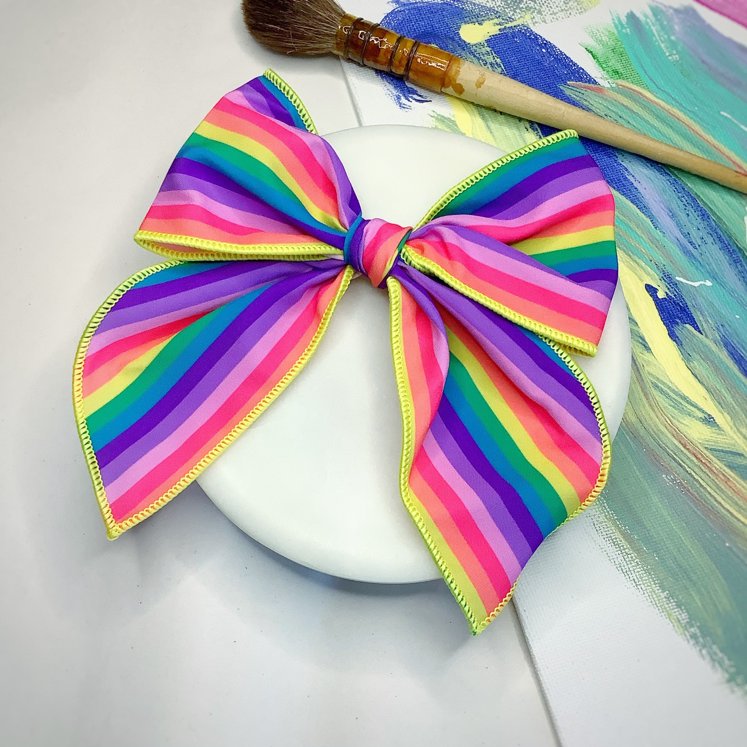 Rainbow Stripe Bow Strip, Headband and Scrunchie Collection