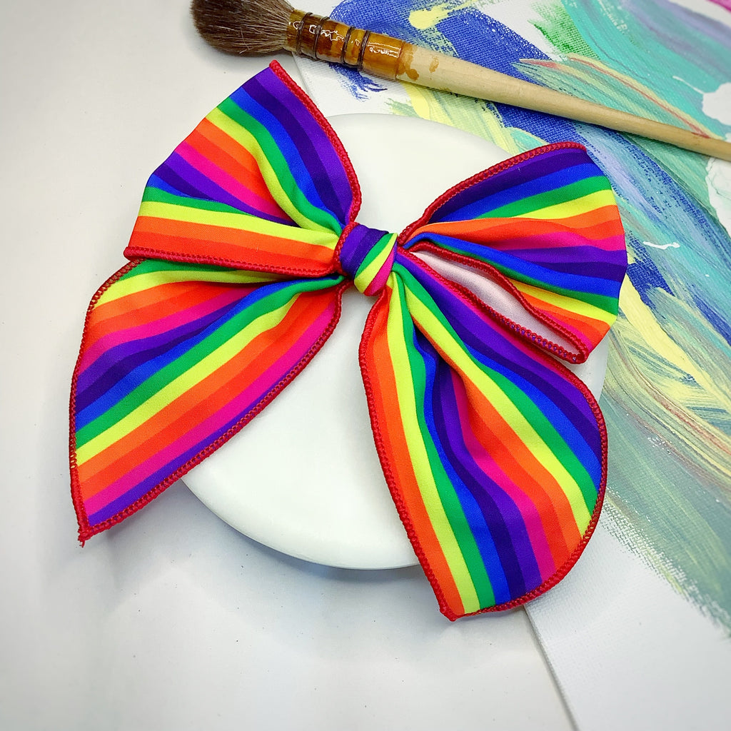 Rainbow Stripe Bow Strip, Headband and Scrunchie Collection
