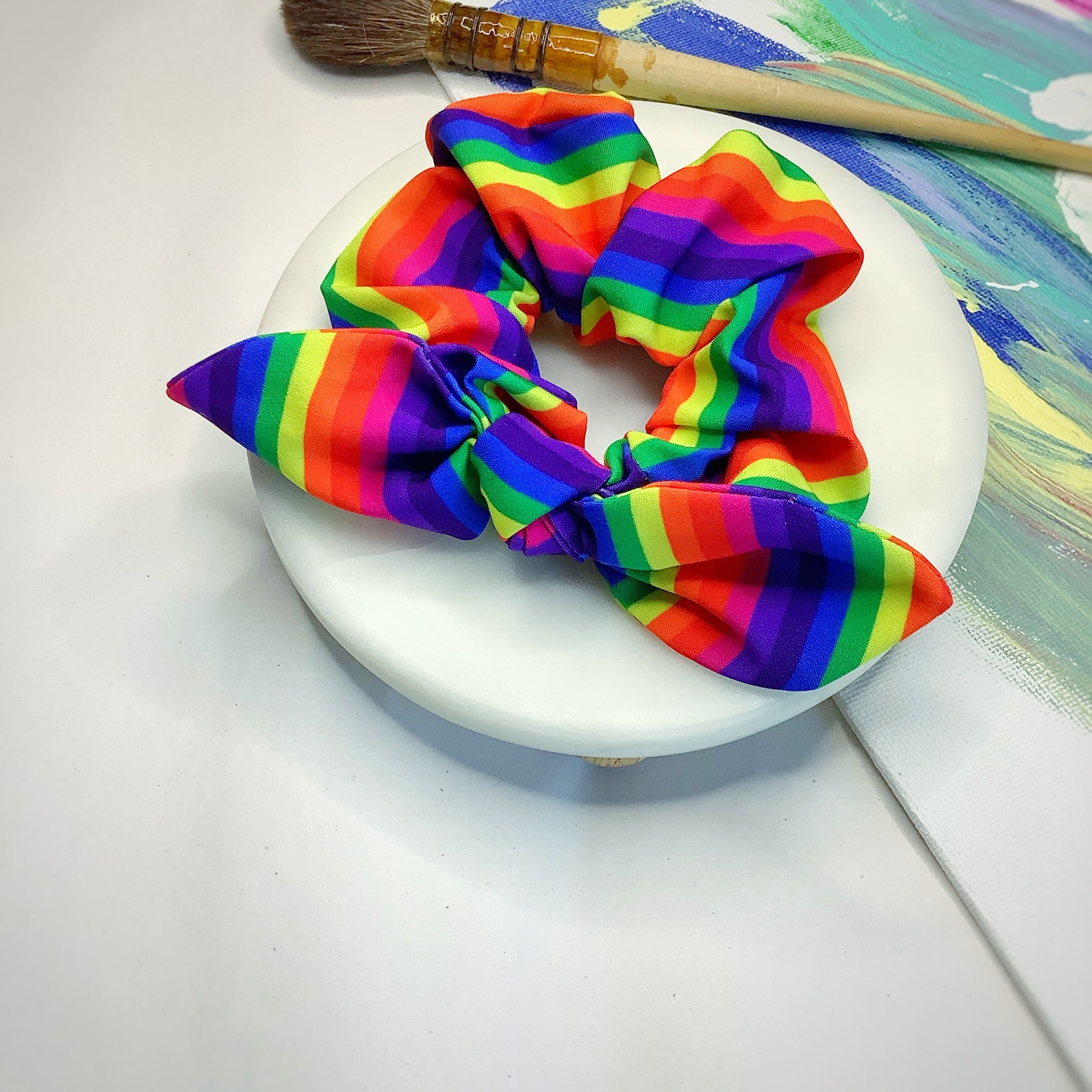 Rainbow Stripe Bow Strip, Headband and Scrunchie Collection