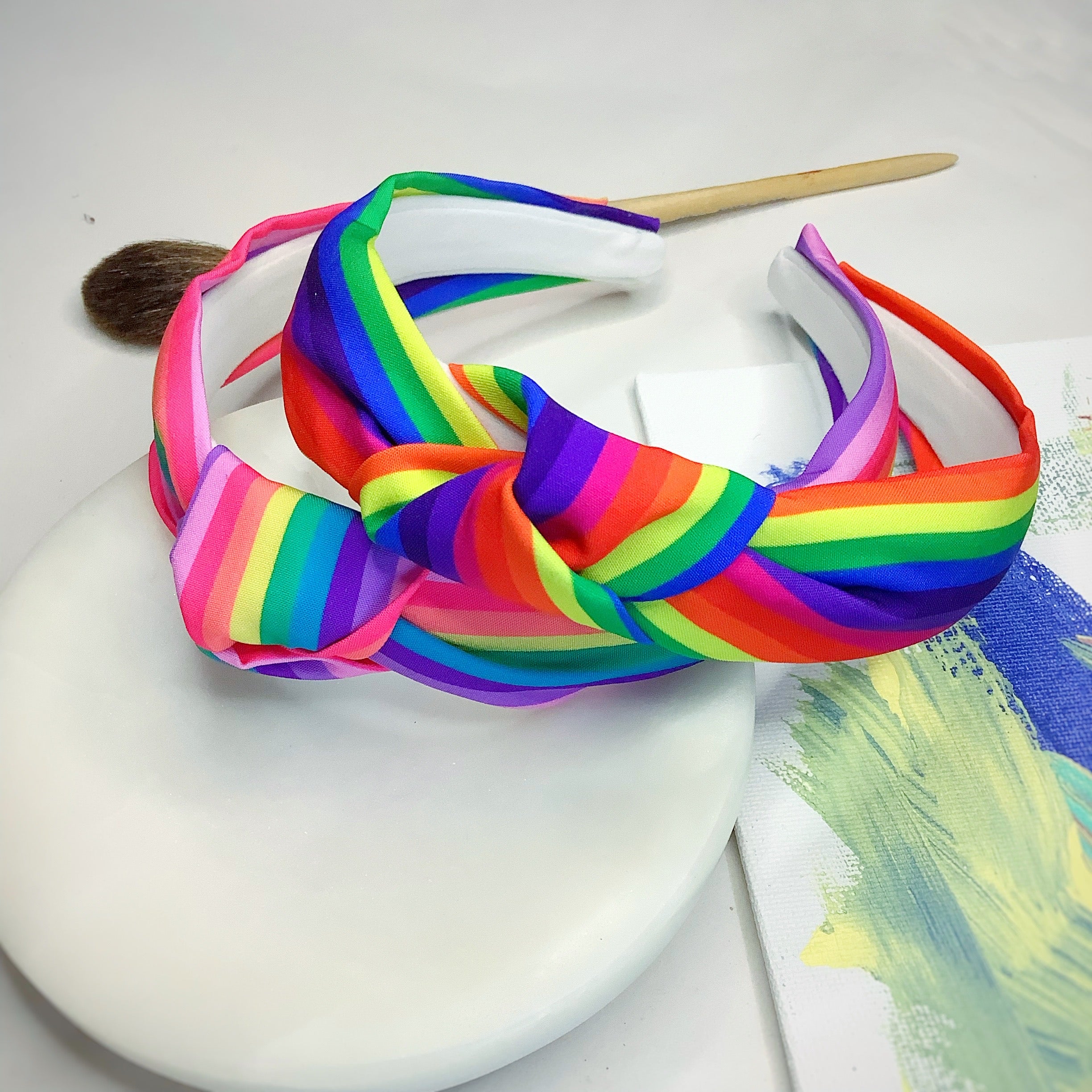 Rainbow Stripe Bow Strip, Headband and Scrunchie Collection
